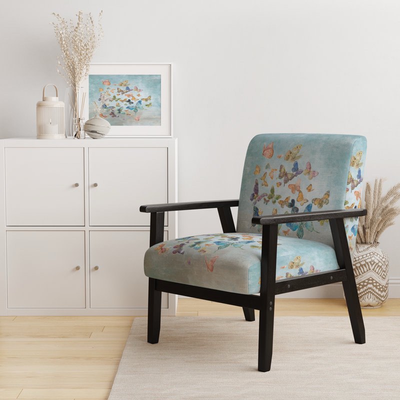 Lynleigh - Butterflies Dancing I - Upholstered Wildlife Accent Arm Chair