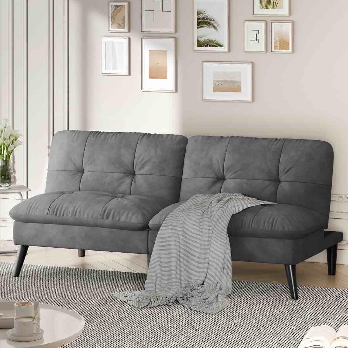 62.2" Upholstered Sleeper Sofa Bed Convertible Futon