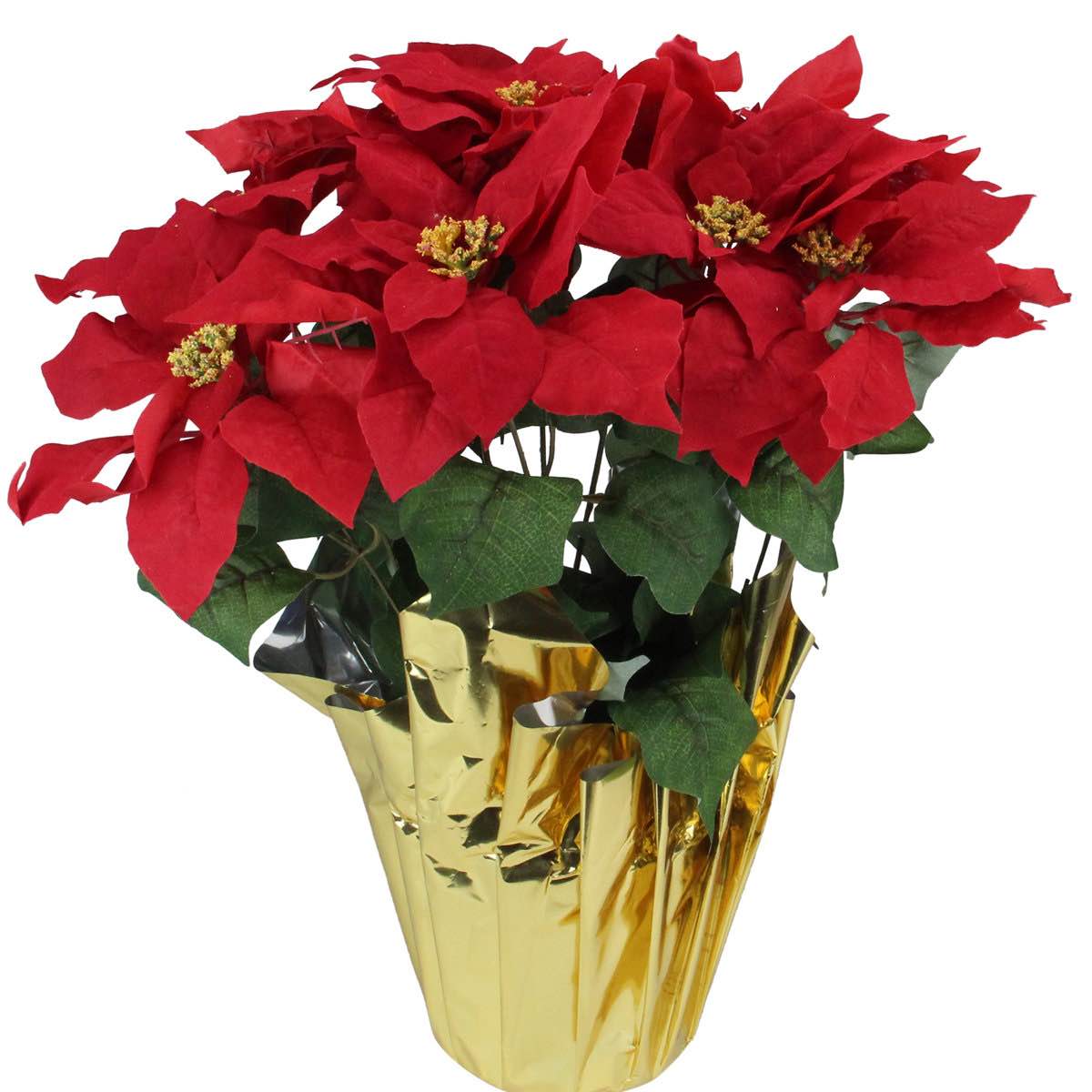 12 Potted Red Artificial Poinsettia Christmas Arrangement