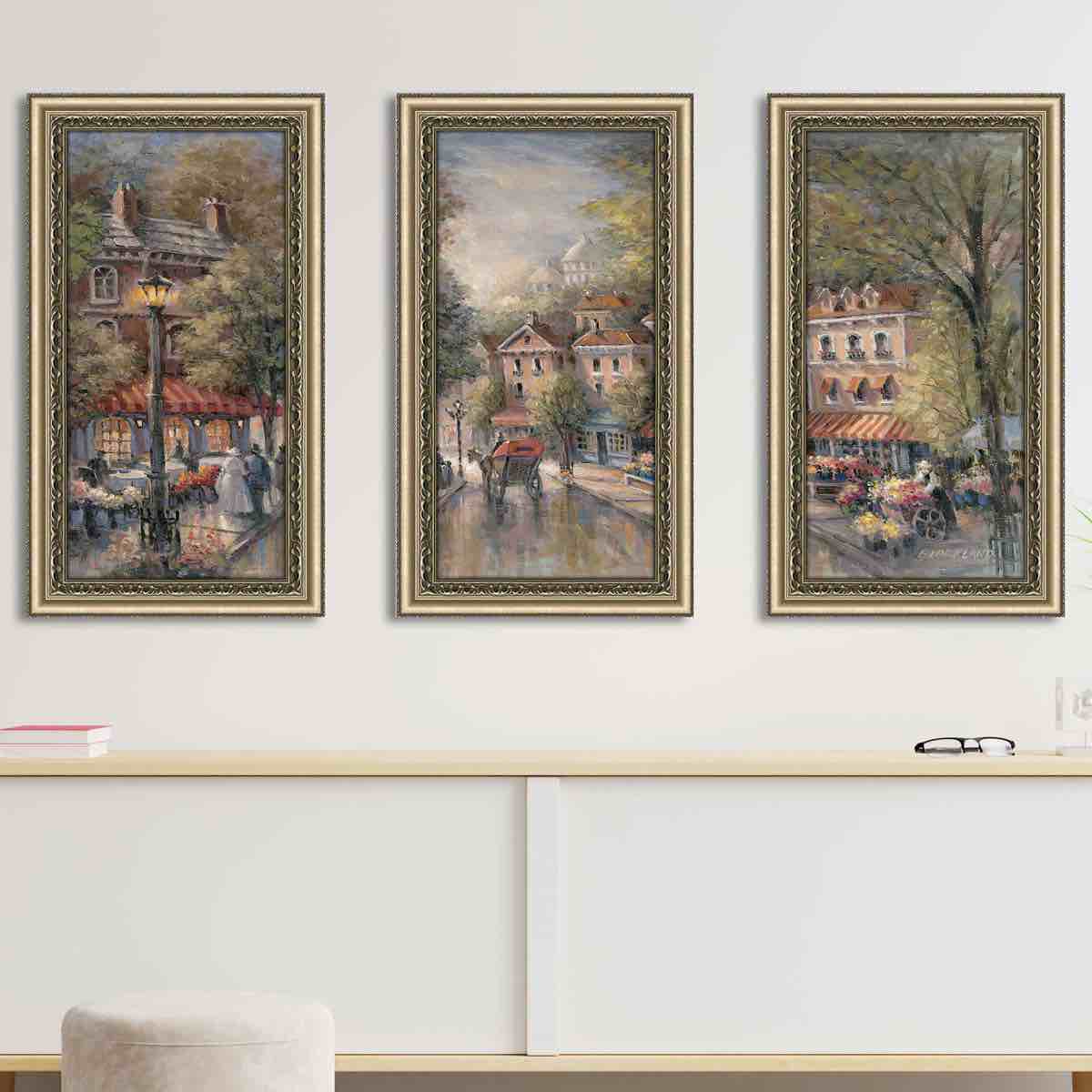 " French Street Scene I " 3 - Pieces