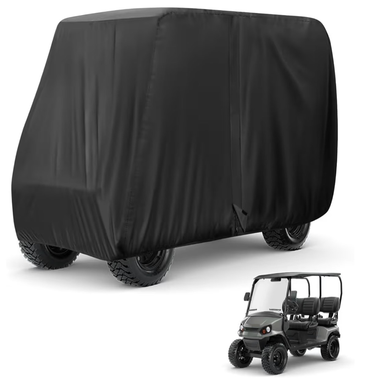 Golf Cart Cover 4/6 Passenger,115/118/120/123/144/150/156 Inch Waterproof Universal Golf Cart Cover for Evolution EZGO Club Car,Outdoor Protection Golf Cart Accessories
