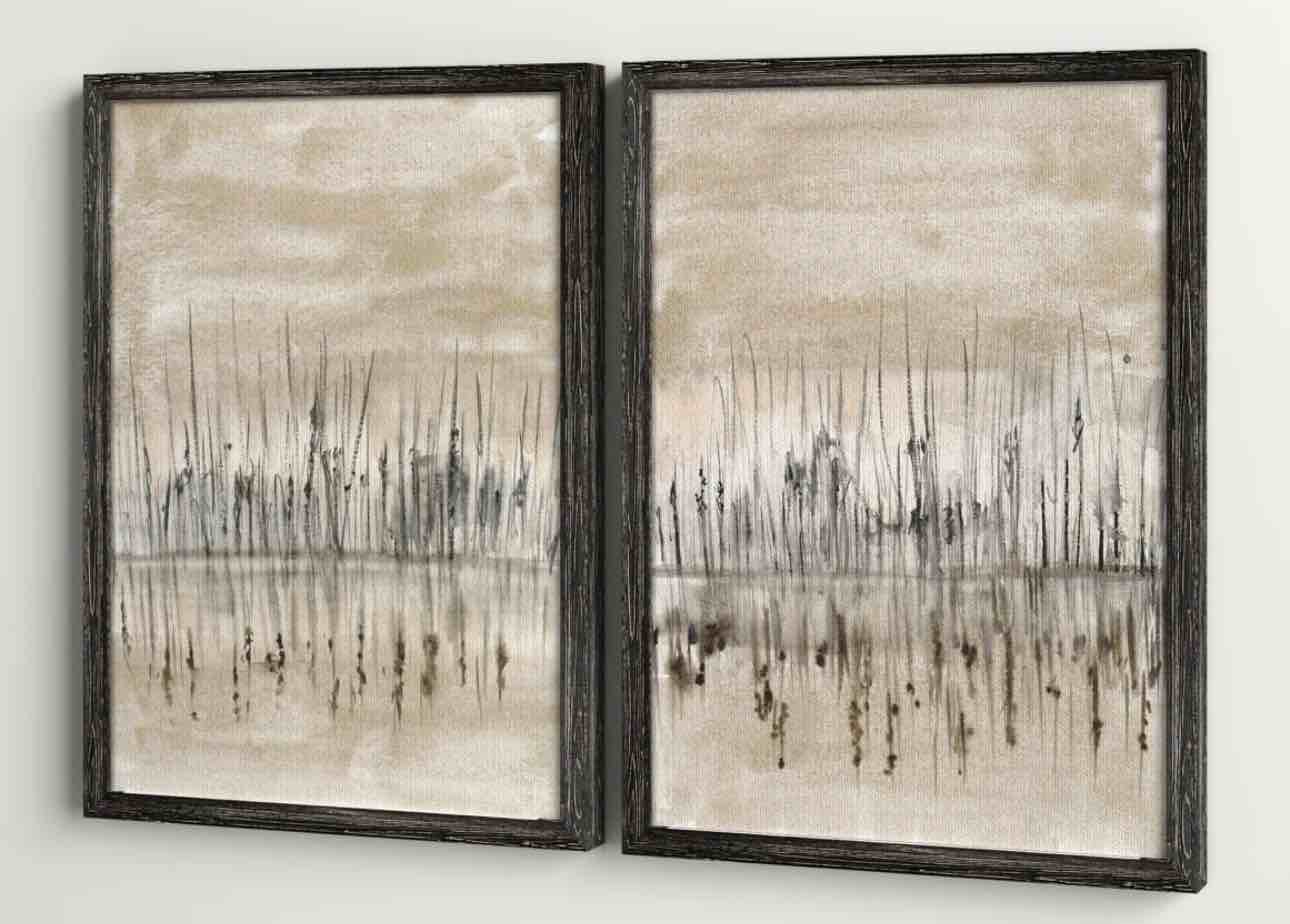 " Marshline Reflection I" By Vincent Can Gogh 2- Pieces ( 20.5 x 17.5)