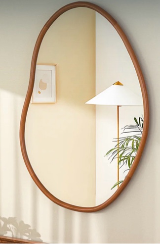 Asymmetrical Wood Mirror Irregular Wall Mirror ( 28" x 20.5") SIMILAR TO ONE IN STOCK ONE IN STOCK IS BLACK