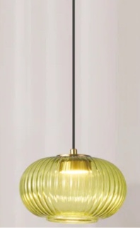 1-Light LED Green Glass Pendant Light