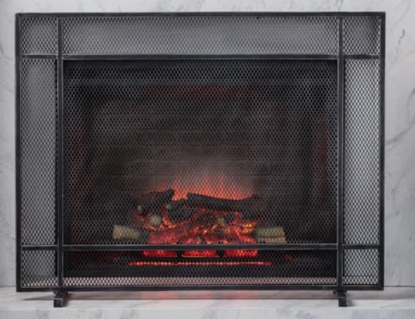 Minimalist Fireplace Screen Single-Panel 
