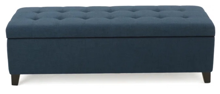 Idalynn Velvet Storage Ottoman Navy Blue