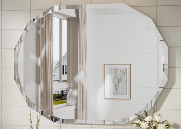 Pearlette Oval Beveled Frameless Bathroom Vanity Mirror Decorative Wall Accent Mirror ( 40” x 60”)