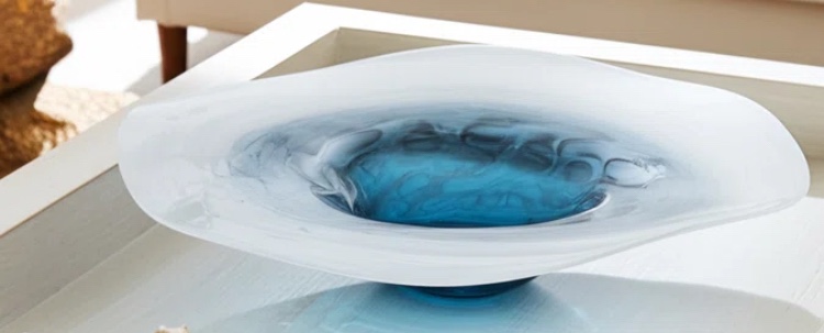 Decorative Coastal Glass Blue Waters Bowl 