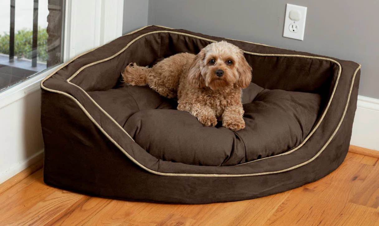 Snoozer Corner Microsuede Bolster Dog Bed