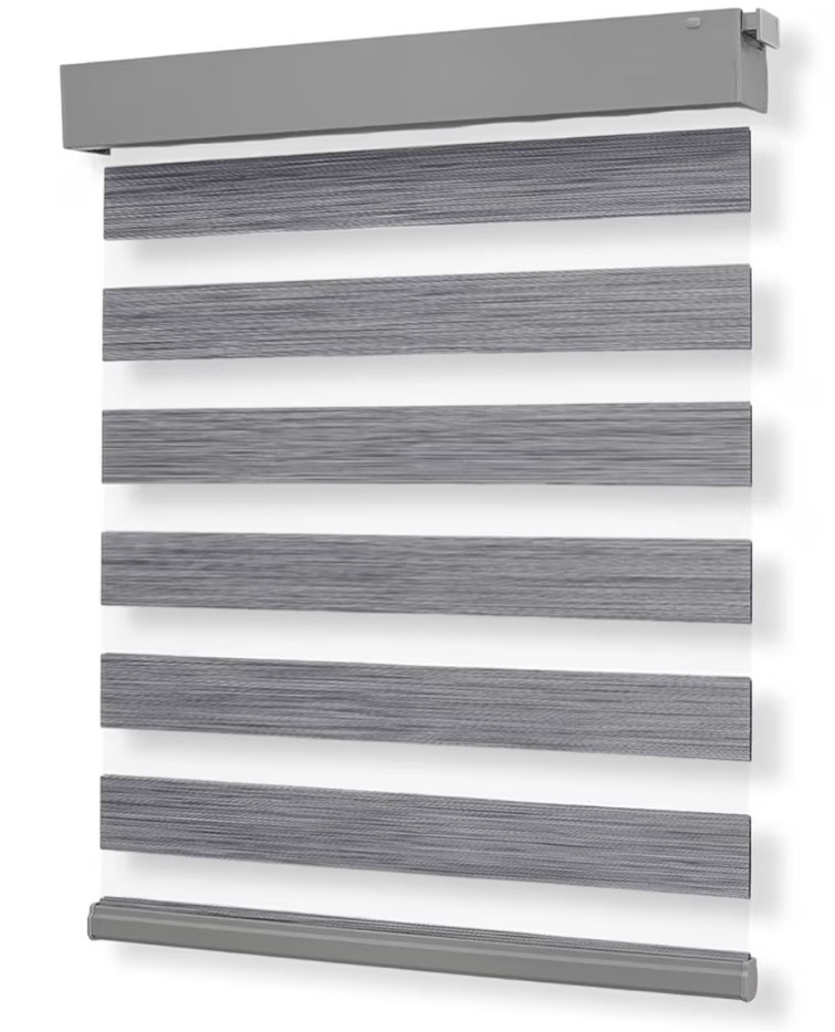 Joydeco No Drill Zebra Blinds for Windows, Cordless Day & Night Dual Sheer Roller Shades, Easy Installation, Free-Stop Lift System, Light Filtering Privacy Blinds for Home(Grey,31" W x 75" H)