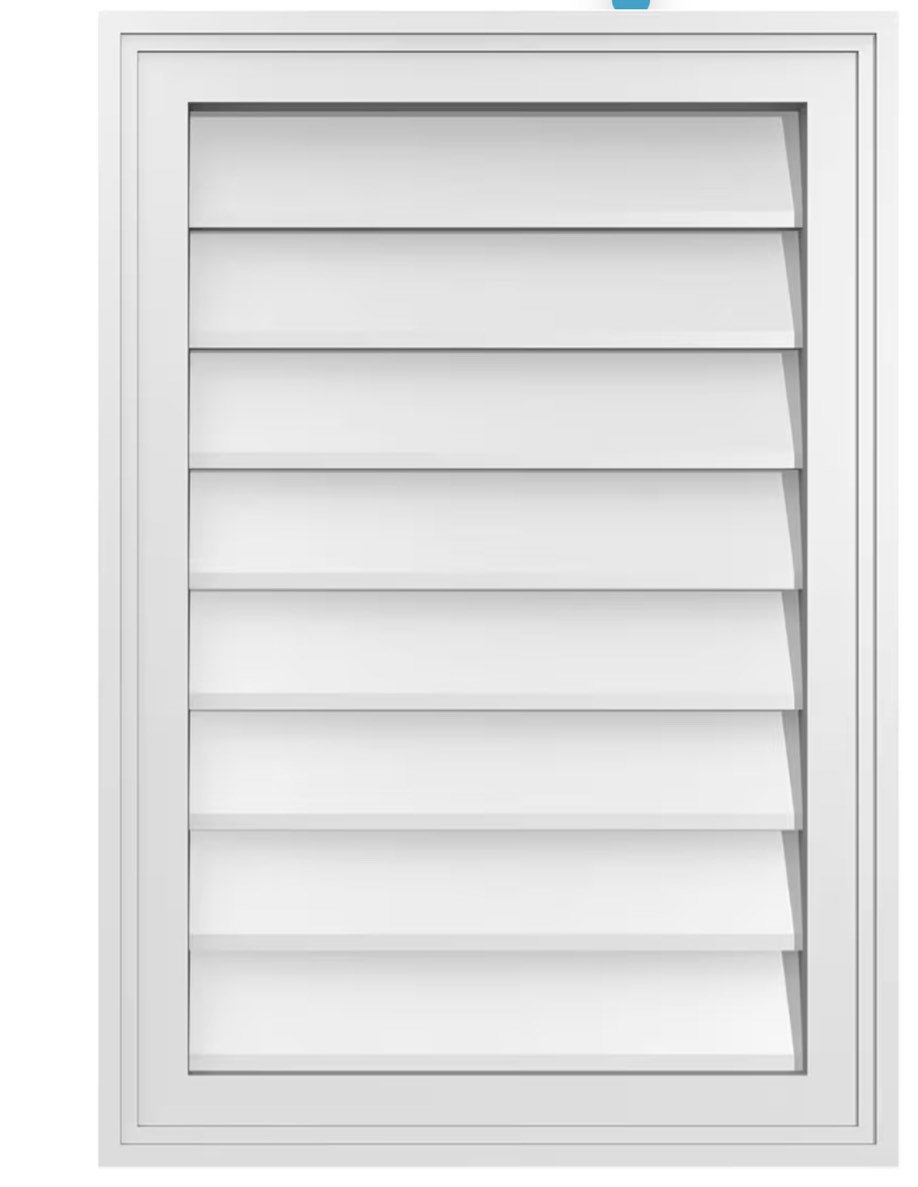 18"W x 26"H Rectangle Surface Mount PVC Gable Vent: Non-Functional, w/ 1-1/2" x 2" Brickmould Frame