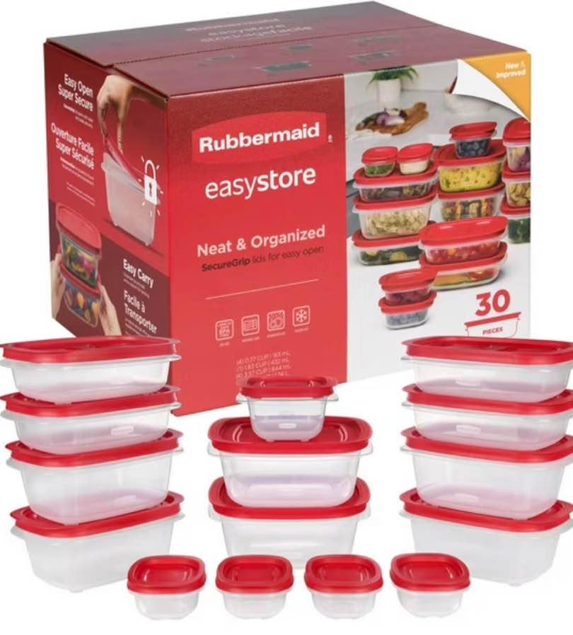 Rubbermaid EasyStore Containers with Lids, 30-Piece Set