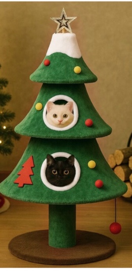 50 in Christmas Cat Tree with 2 Cozy Houses Indoor Modern Cat Tower