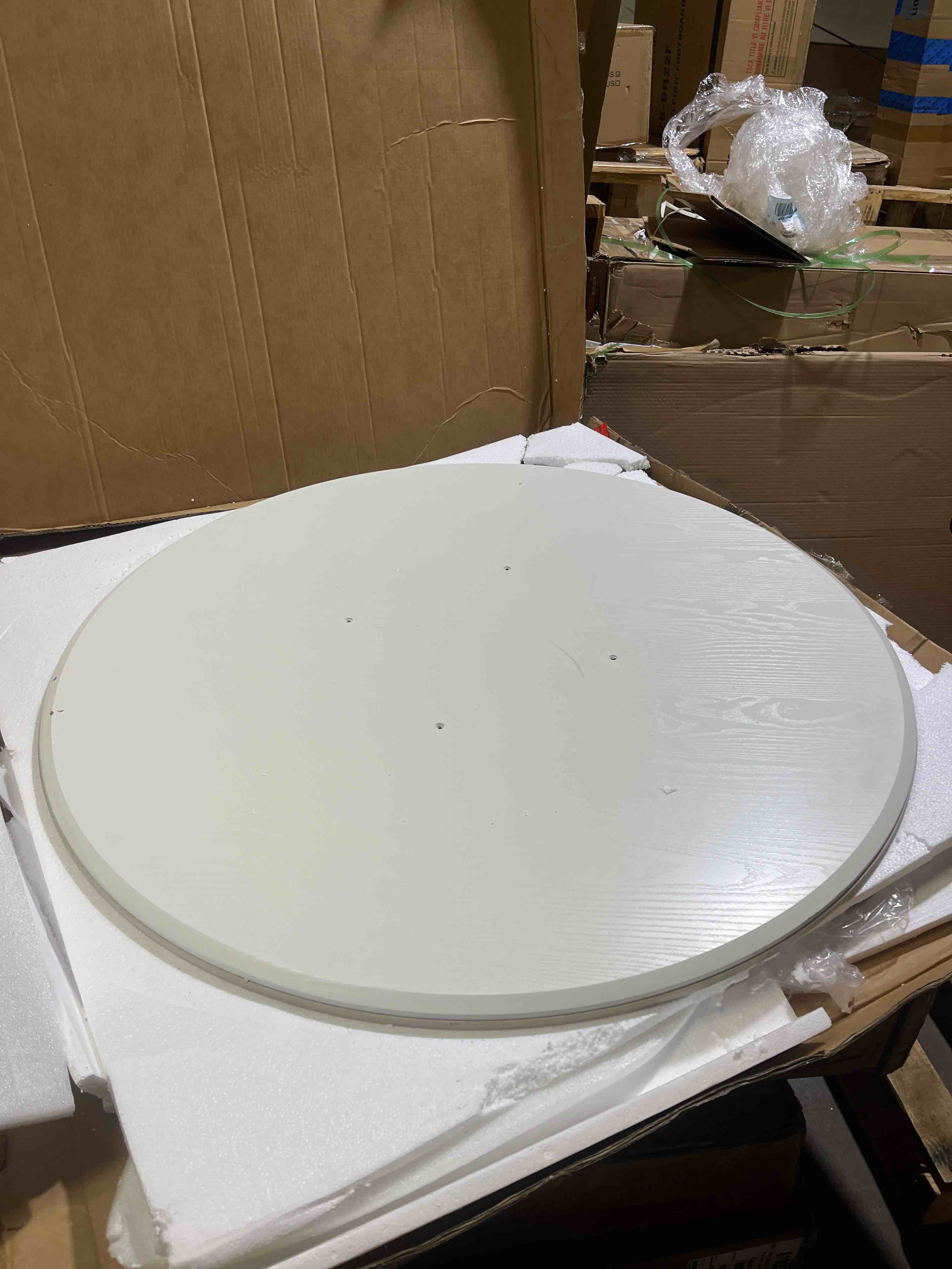 Condition photo showing As Is for Marble Dining Table top only Sintered Stone Dining Table for Guesthouse, Hotel, Restaurant (53.15" White Double-Layer, only Table top)