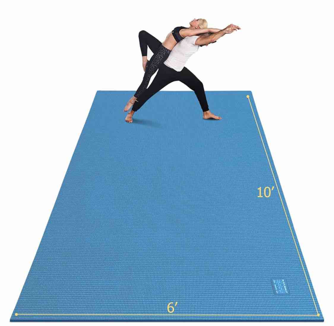 gxmmat large yoga mat 12'x6'/10'x6'/6'x8'(7mm), extra thick workout mats for home gym flooring, ultra comfortable non-slip quick resilient barefoot wide exercise mat for pilates, stretching,meditation