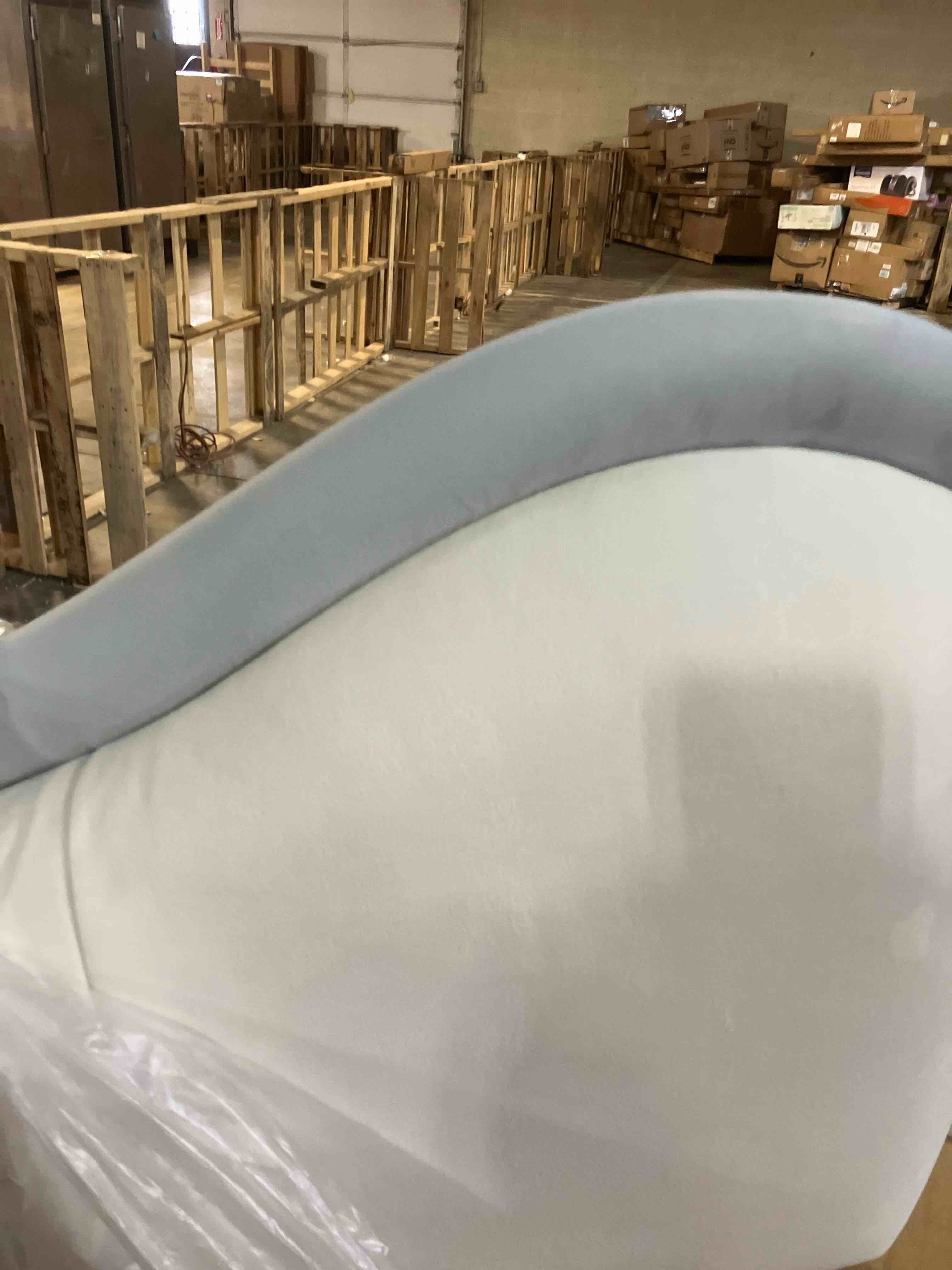 Condition photo showing New/Like New for Queen Headboard,Upholstered Headboards Bed Head Board Modern Wave Shaped Velvet Wall Mount Bed Headboard for Stylish Bedroom Decor(Queen,Beige+Light Blue)