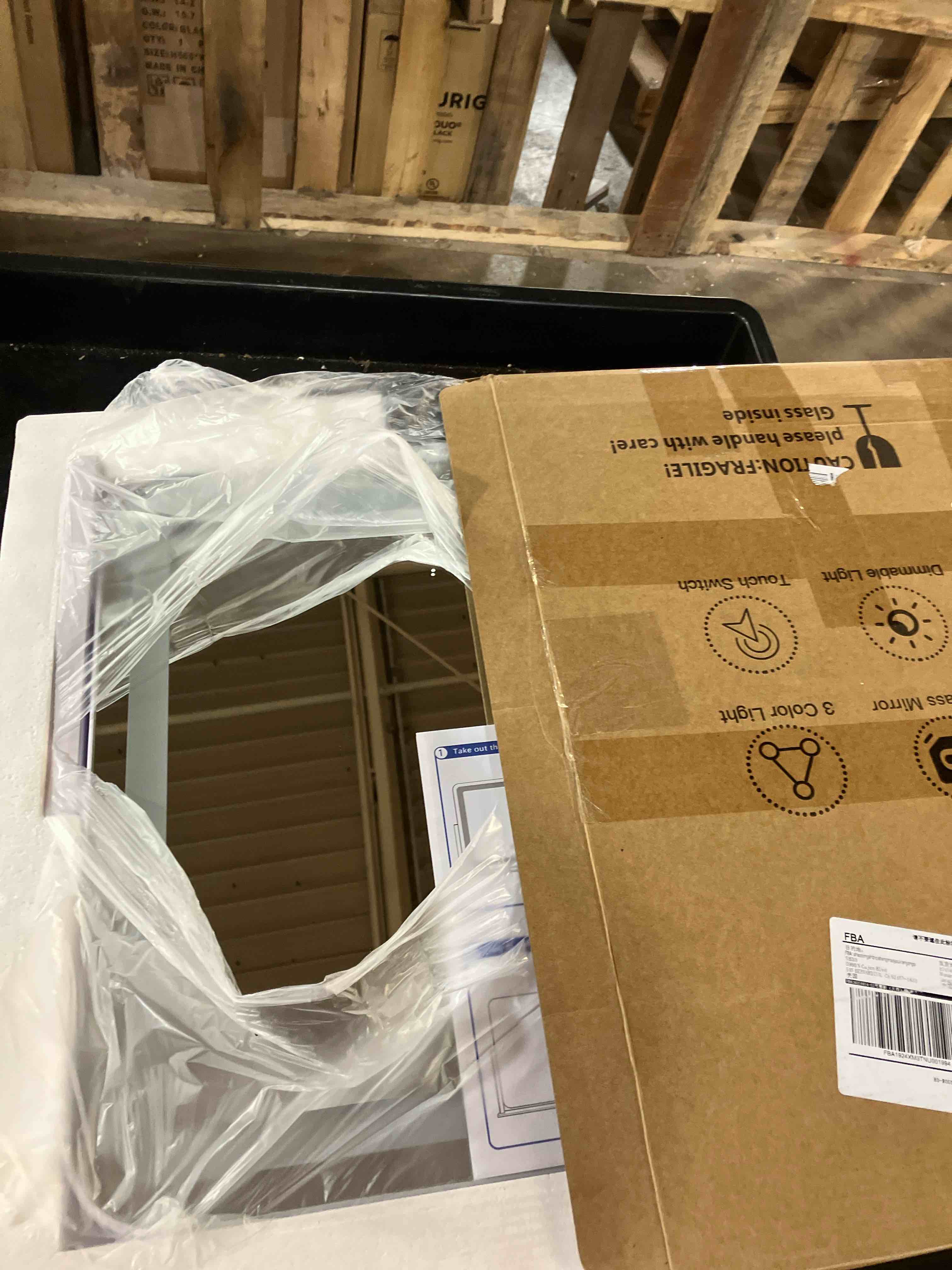 Condition photo showing New/Like New for ROLOVE 22x17 Inch Lighted Vanity Mirror with Dimmable LED Lights - 3 Color Modes, Smart Touch Control & 360° Rotating Base - Desk Makeup Mirror (White) White 22"L x 17"W