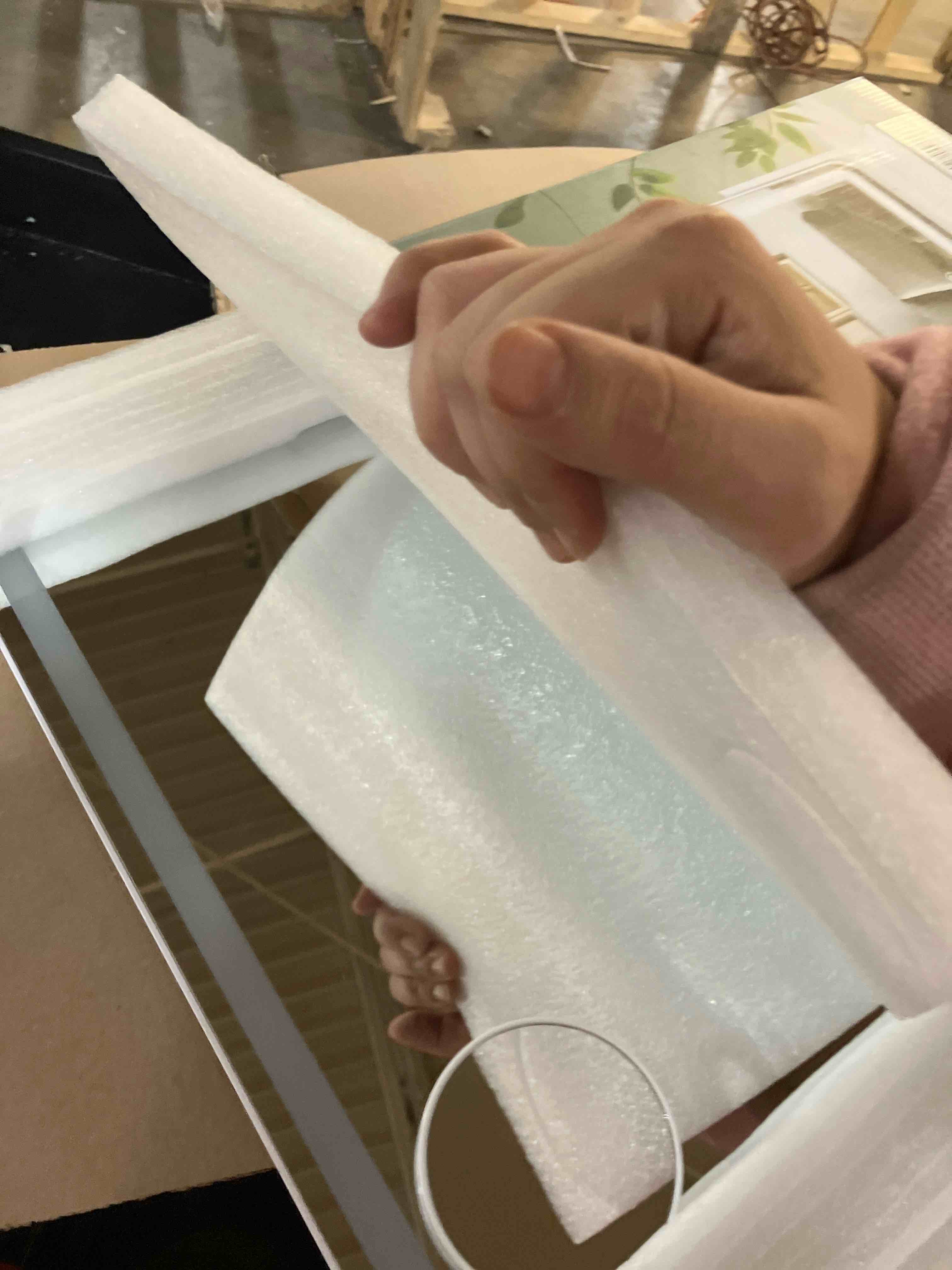 Condition photo showing New/Like New for Vanity Mirror with Lights, 5X Magnification Spot Mirror, Makeup Mirror with Dimmable 3 Color Lighting, 17.3"L x 14.2"W