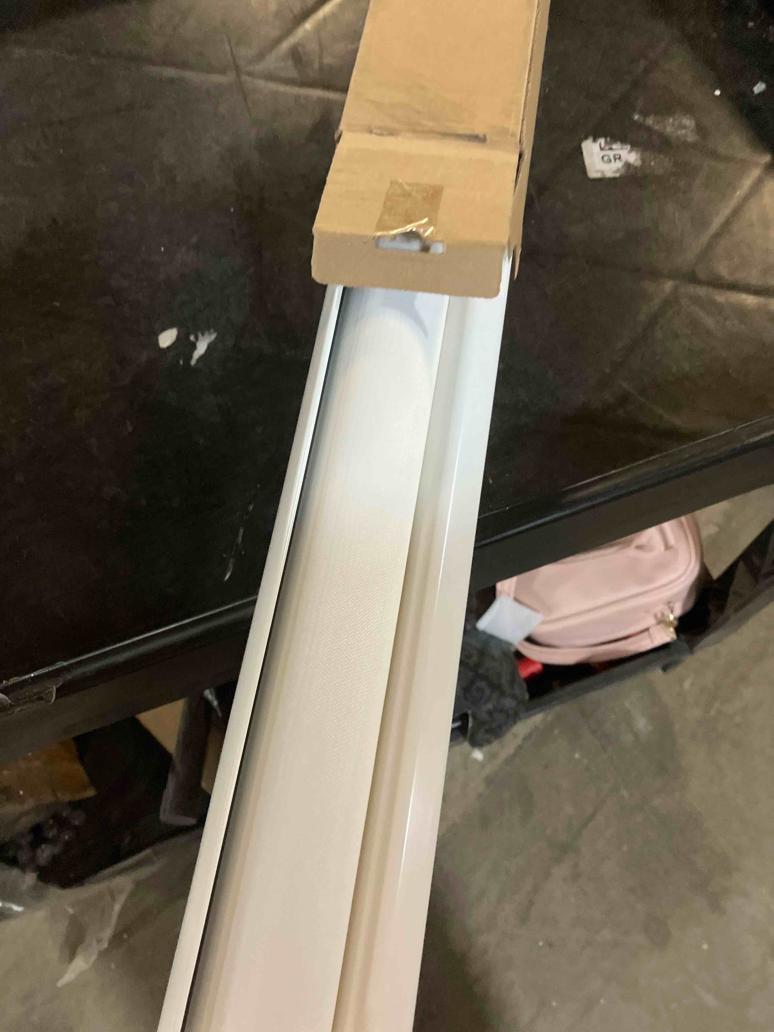 Condition photo showing New/Like New for ChrisDowa Cordless Zebra Blinds for Windows, Dual Layer Free-Stop Light Filtering Window Roller Shades, Pull Down Privacy Zebra Shades for Home, Office, Bedroom, Door (34" W x 72" H, White) 34"W x 72"H White