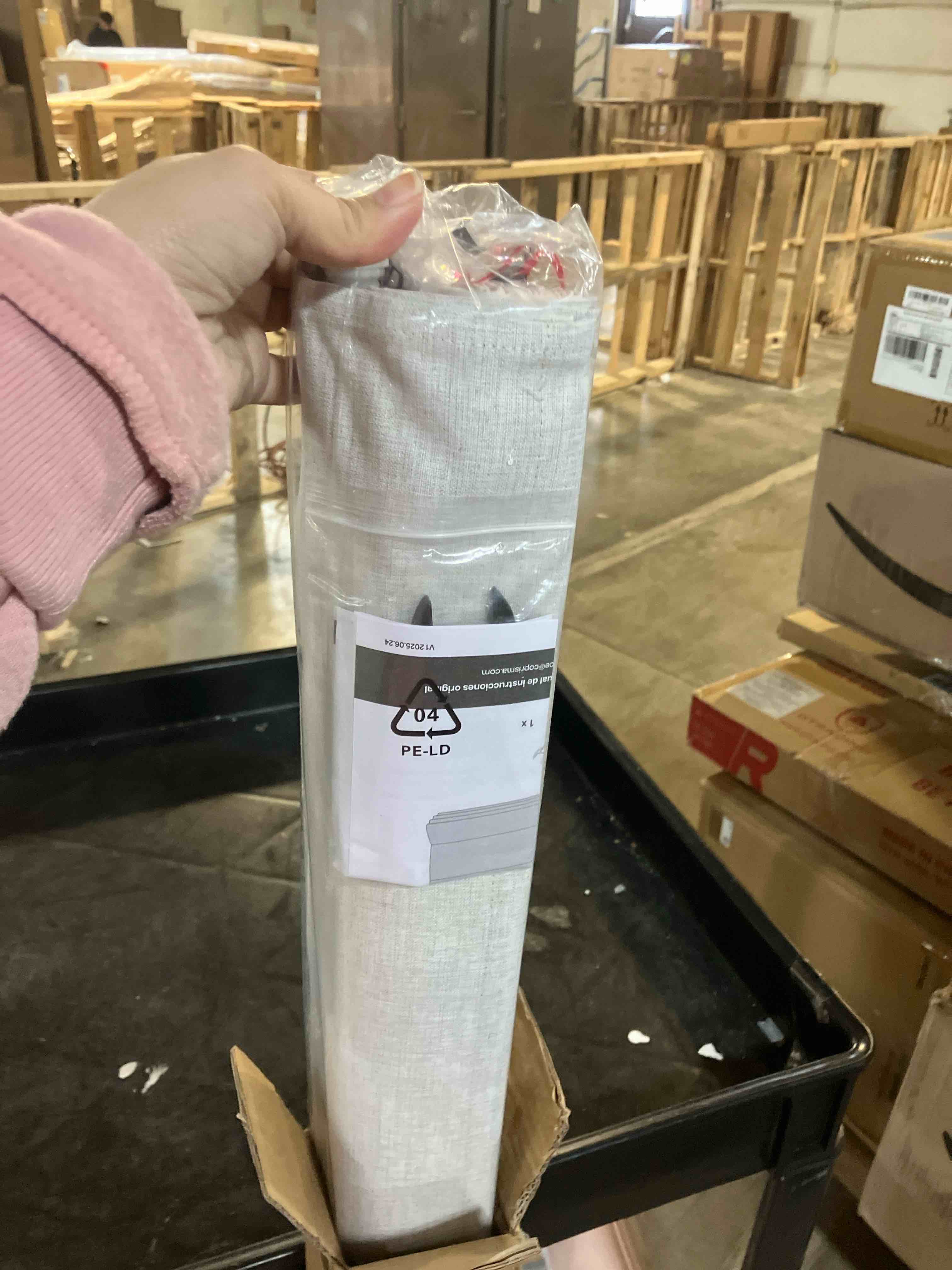Condition photo showing New/Like New for LazBlinds No Drill Roman Shades for Windows, Cordless Blackout Window Shades with UV Protection, Polyester Fabric for Bedroom & Living Room, 35" W x 64" H, Natural Blackout - Faux Linen - Natural 35"W x 64"H
