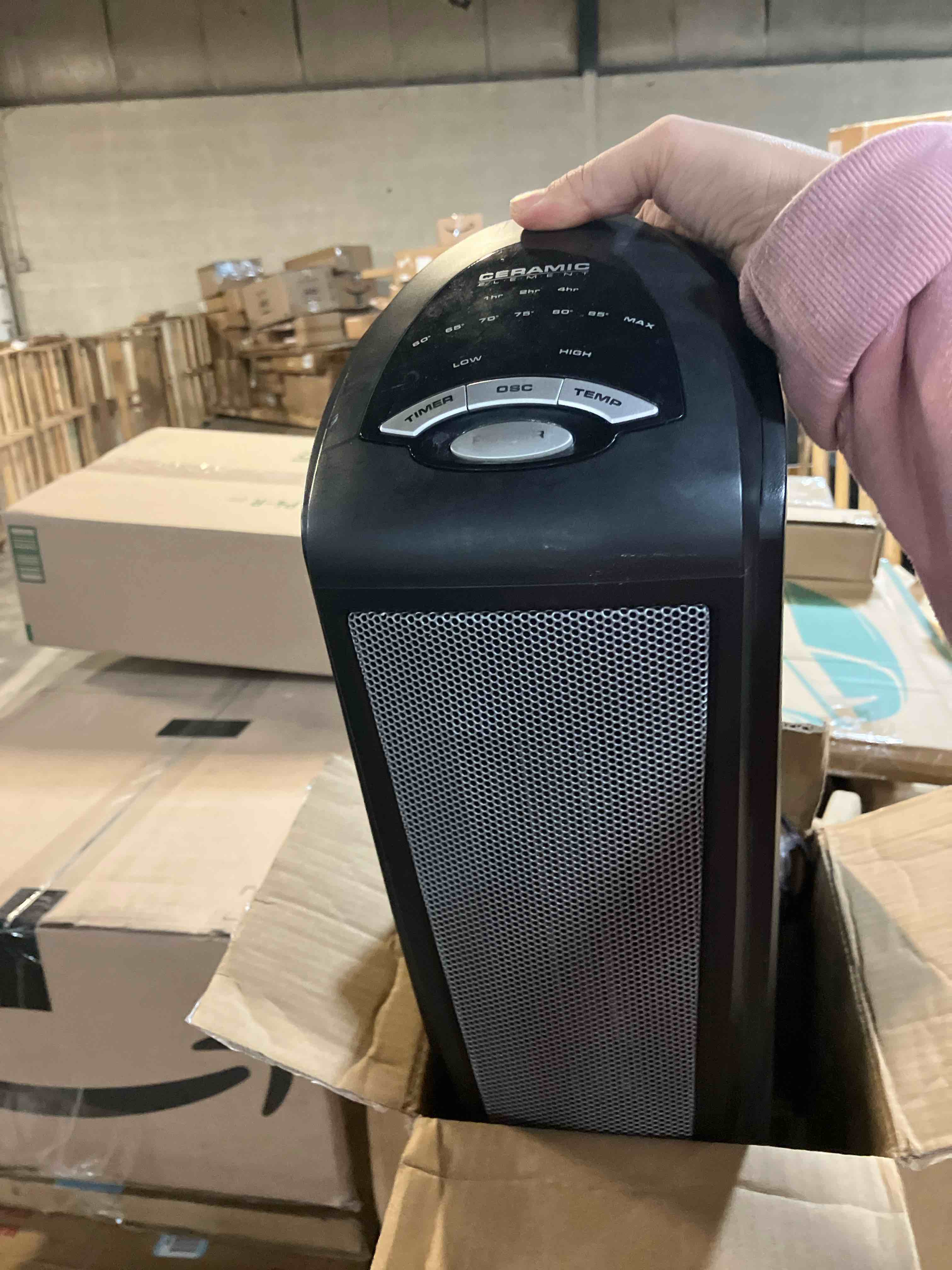 Condition photo showing Good Condition for Lasko - Portable Ceramic Tower Space Heater with Remote Control - Black/Silver