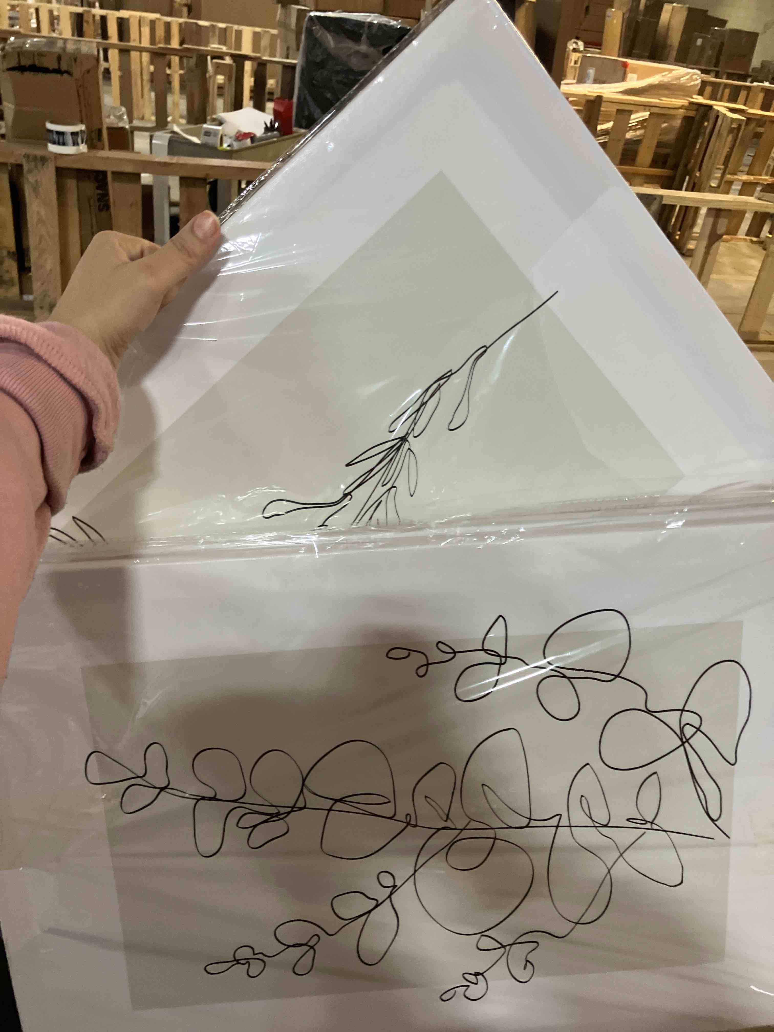 Condition photo showing New/Like New for GUBIYU Boho Sage Green Neutral Botanical Wall Art Set of 3,Farmhouse Plant Wall Decor Leaf Flower Line Canvas Wall Art,Minimalist Green Boho Theme Art Botanical Floral Print Paintings Framed 16"x24"