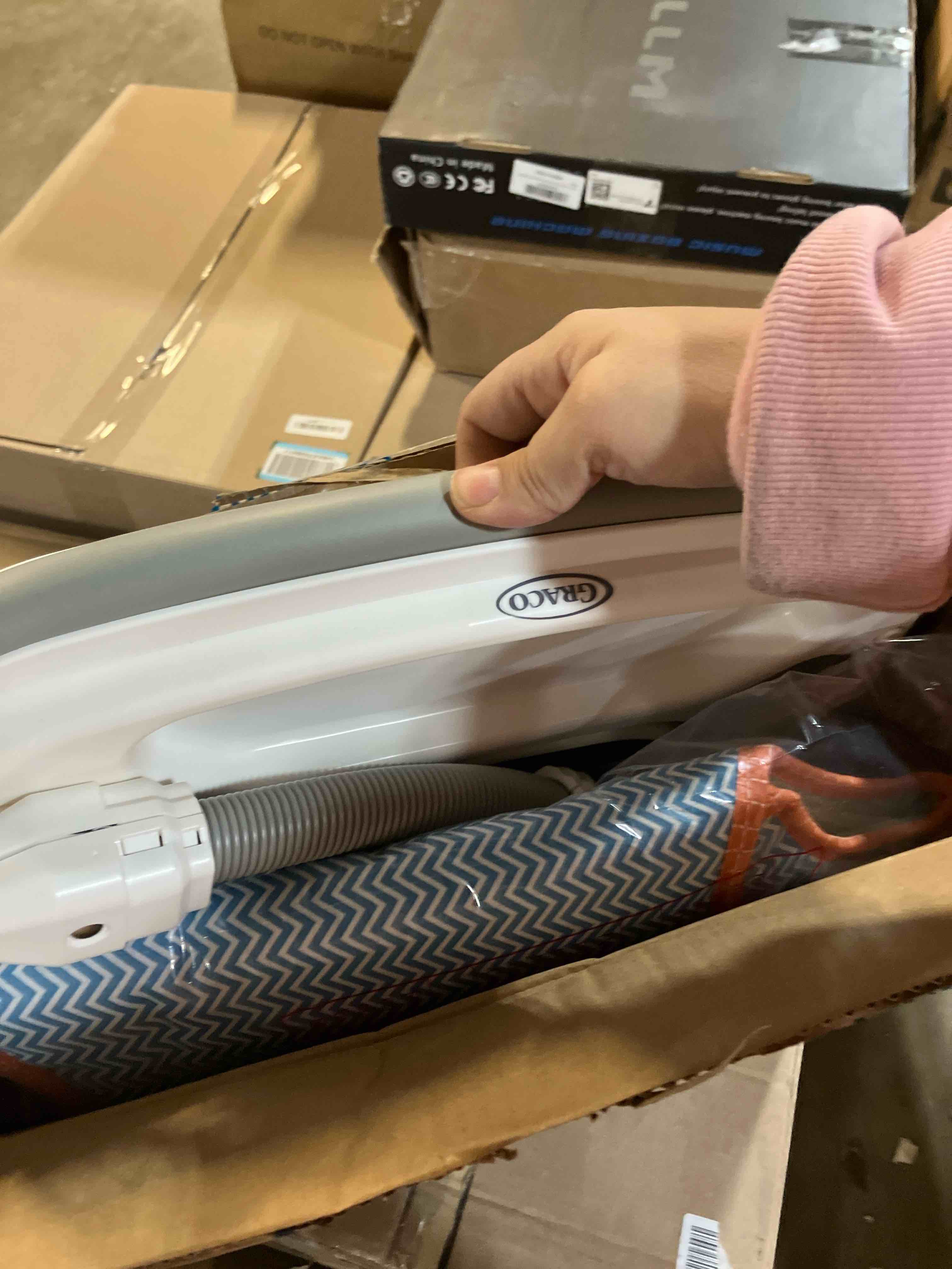 Condition photo showing Good Condition for Graco Bumper Doorway Jumper for Baby, Bounce Seat with Machine Washable Pad, Adjustable Height Baby Jumper, Play Tray for Toys, Caravan