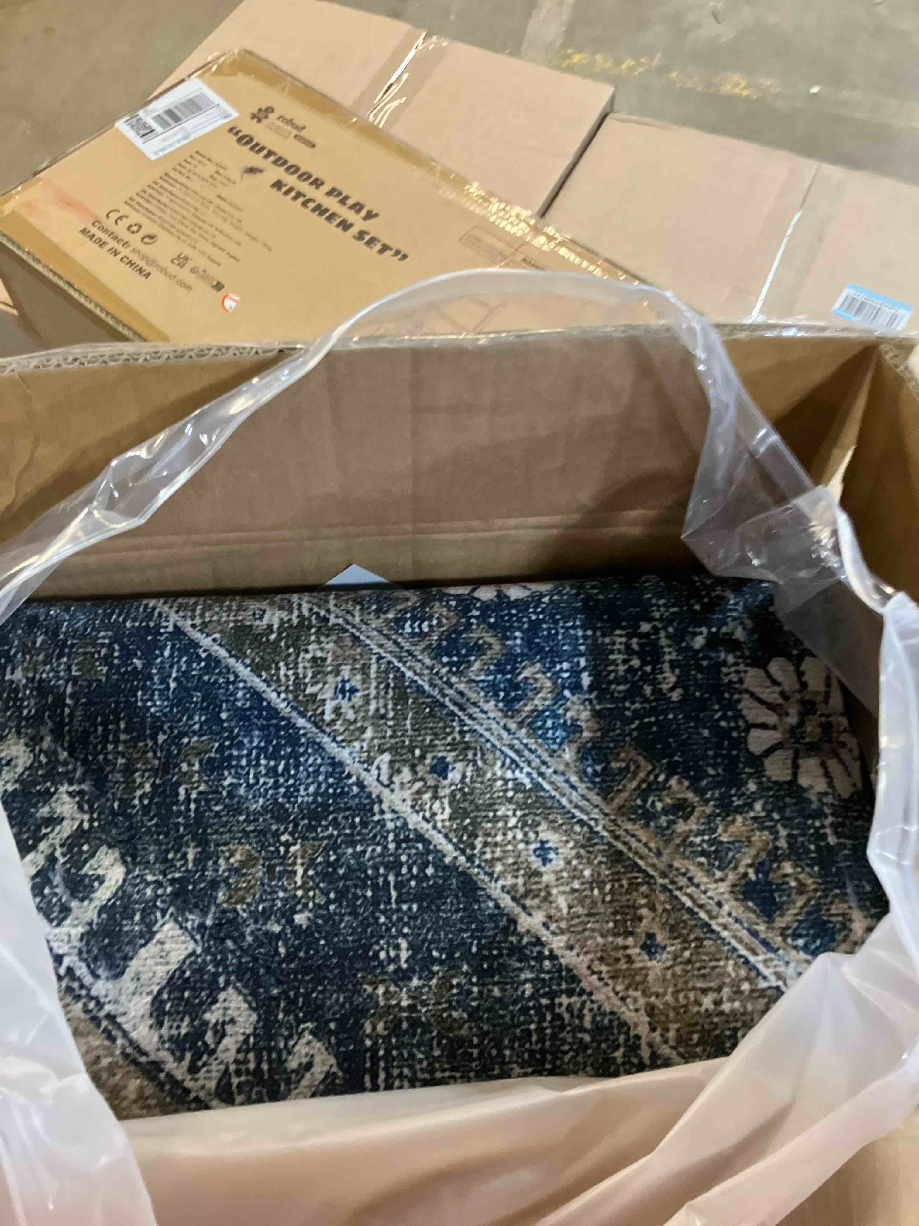 Condition photo showing New/Like New for Rugland 8x10 Area Rugs - Stain Resistant Washable Rug, Anti Slip Backing Rugs for Living Room, Vintage Tribal Area Rugs (TPR07-Navy, 8'x10') Tpr07-navy 8' x 10' (Rectangular)