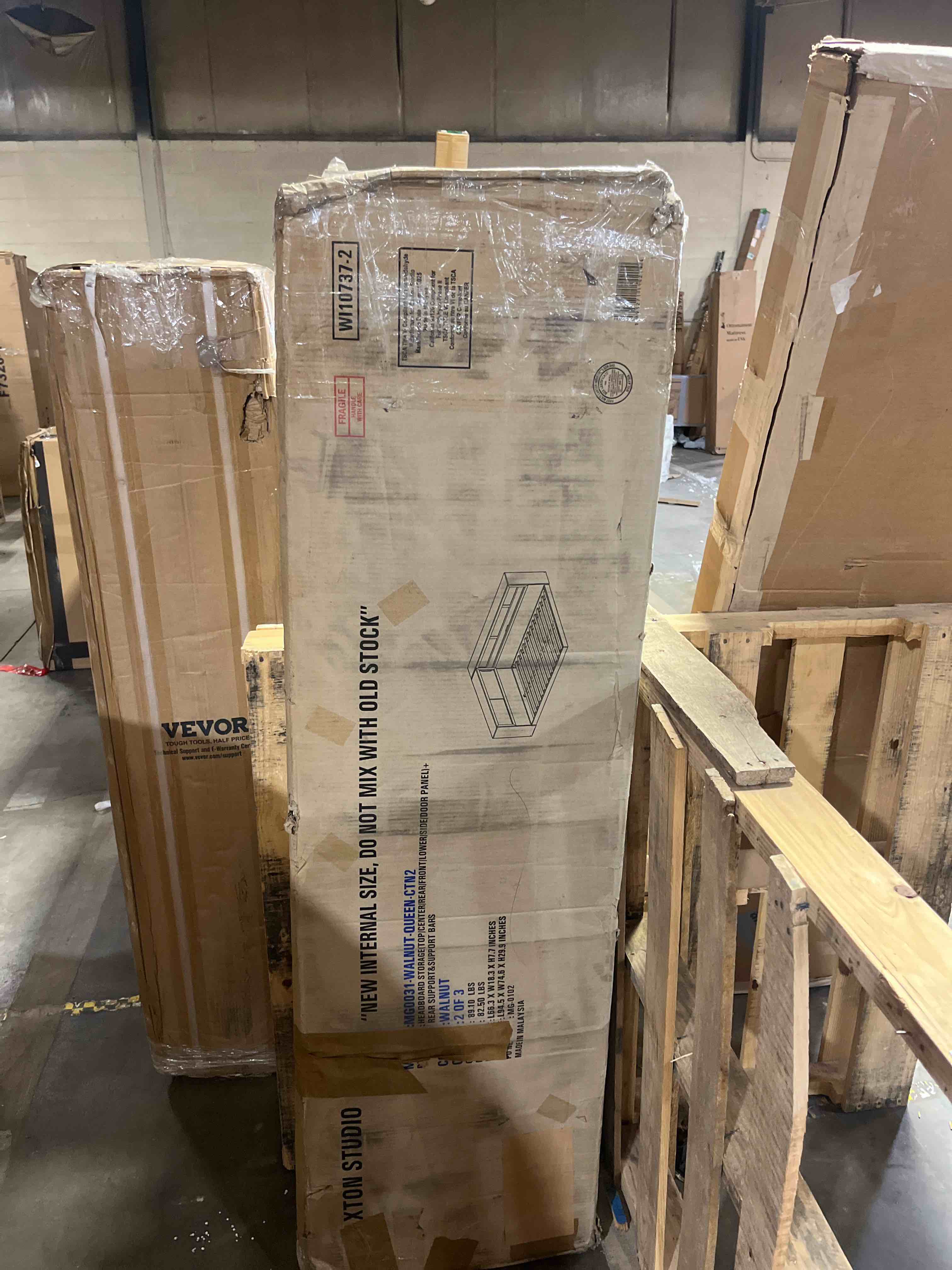 Condition photo showing As Is for Baxton Studio Rustic Queen Bed with Walnut Finish MG0031-Walnut-Queen