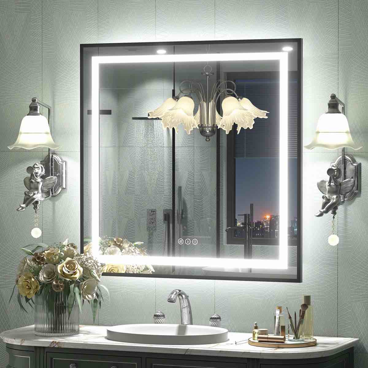 Aevar UL Certified Front & Back LED Anti-Fog Tempered Glass Framed Bathroom/Vanity Mirror with 3-Year Warranty