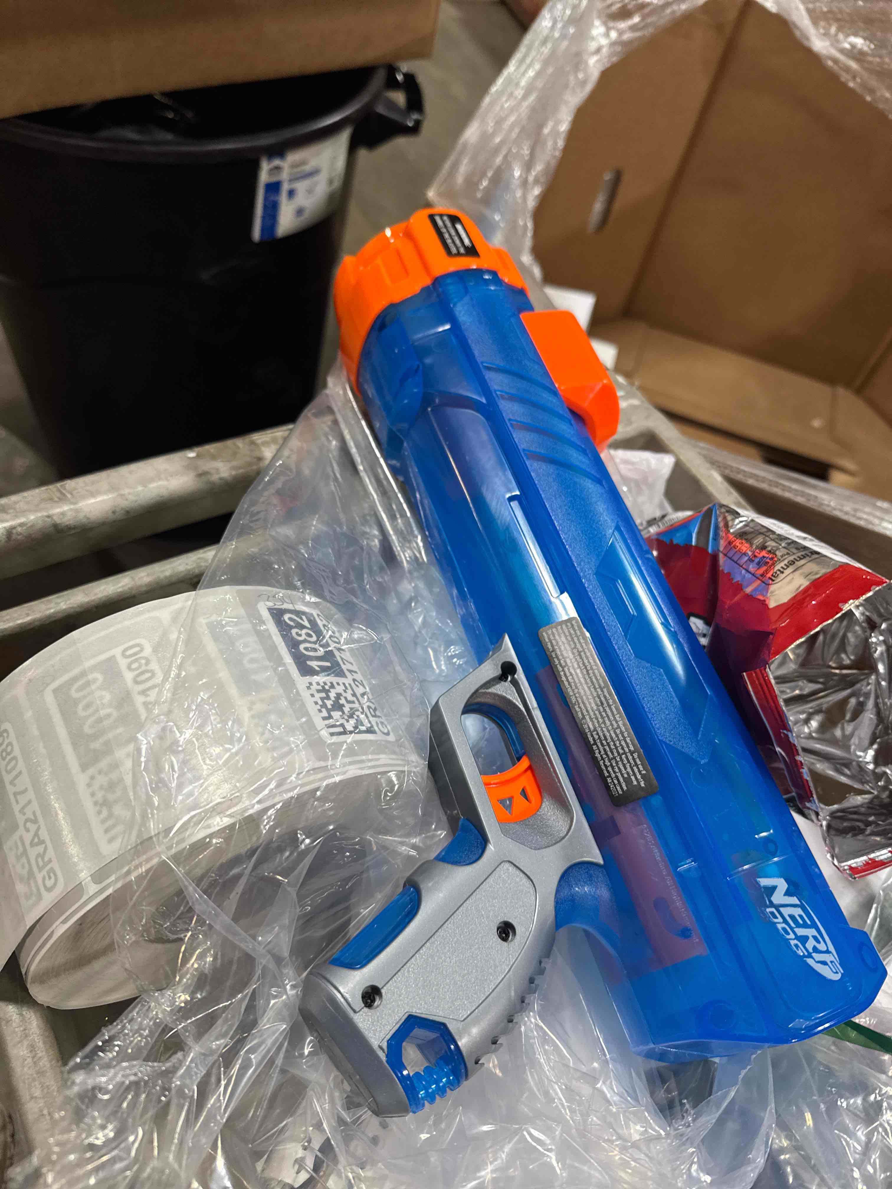 Condition photo showing Good Condition for Nerf Dog Tennis Ball Blaster Dog Toy Blue/Orange, 16 Inch Compact Blaster with 1 Ball 16 in Compact Blaster with 1 Ball Dog ( Missing Ball)