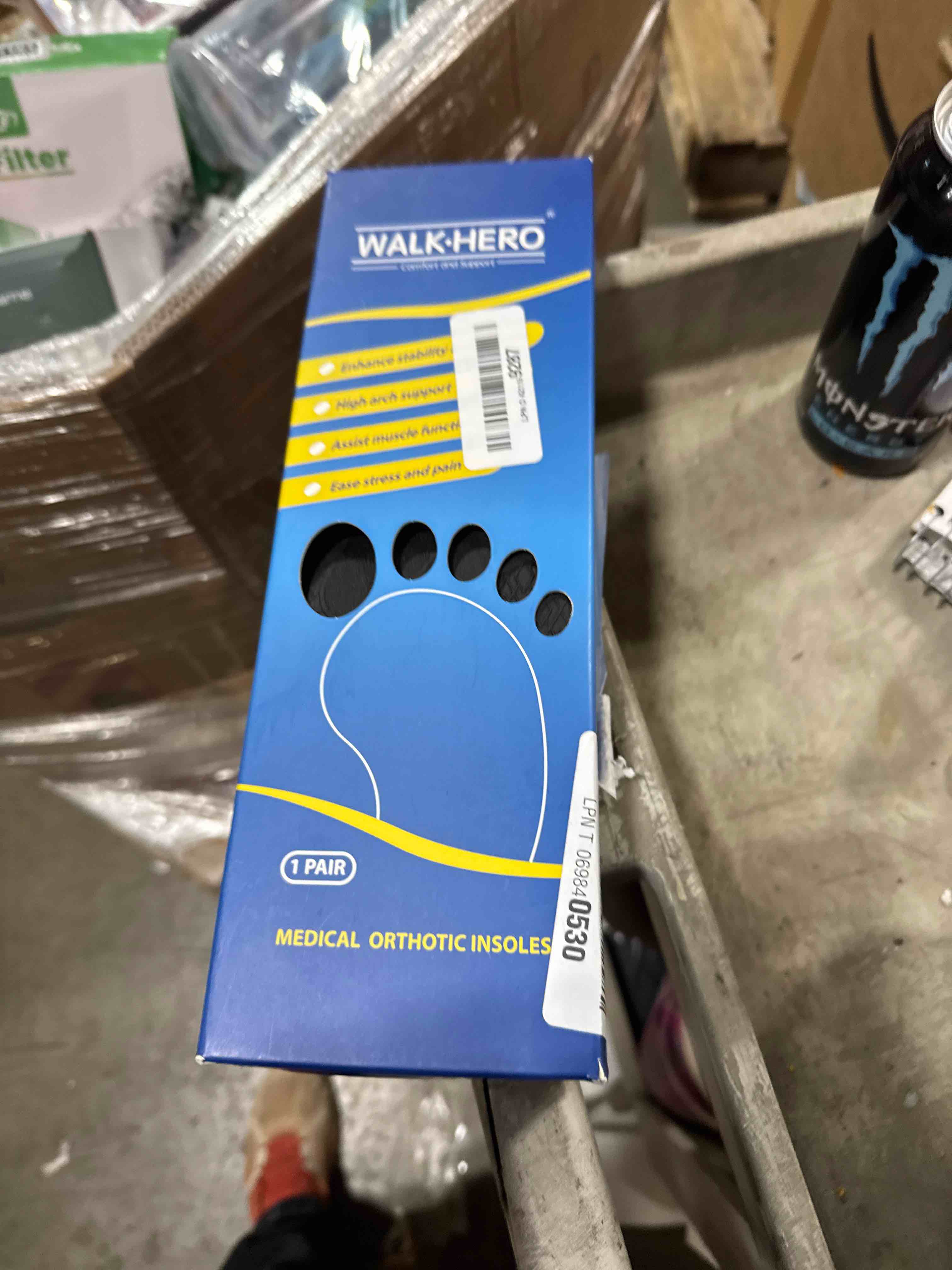 Condition photo showing New/Like New for Walkhero Plantar Fasciitis Pain Relief Insoles High Arch Support Orthotic Shoes Inserts, Relieve Flat Feet and Foot Fatigue (Mens 11-11 1/2 | Womens 13-13 1/2, Blue)