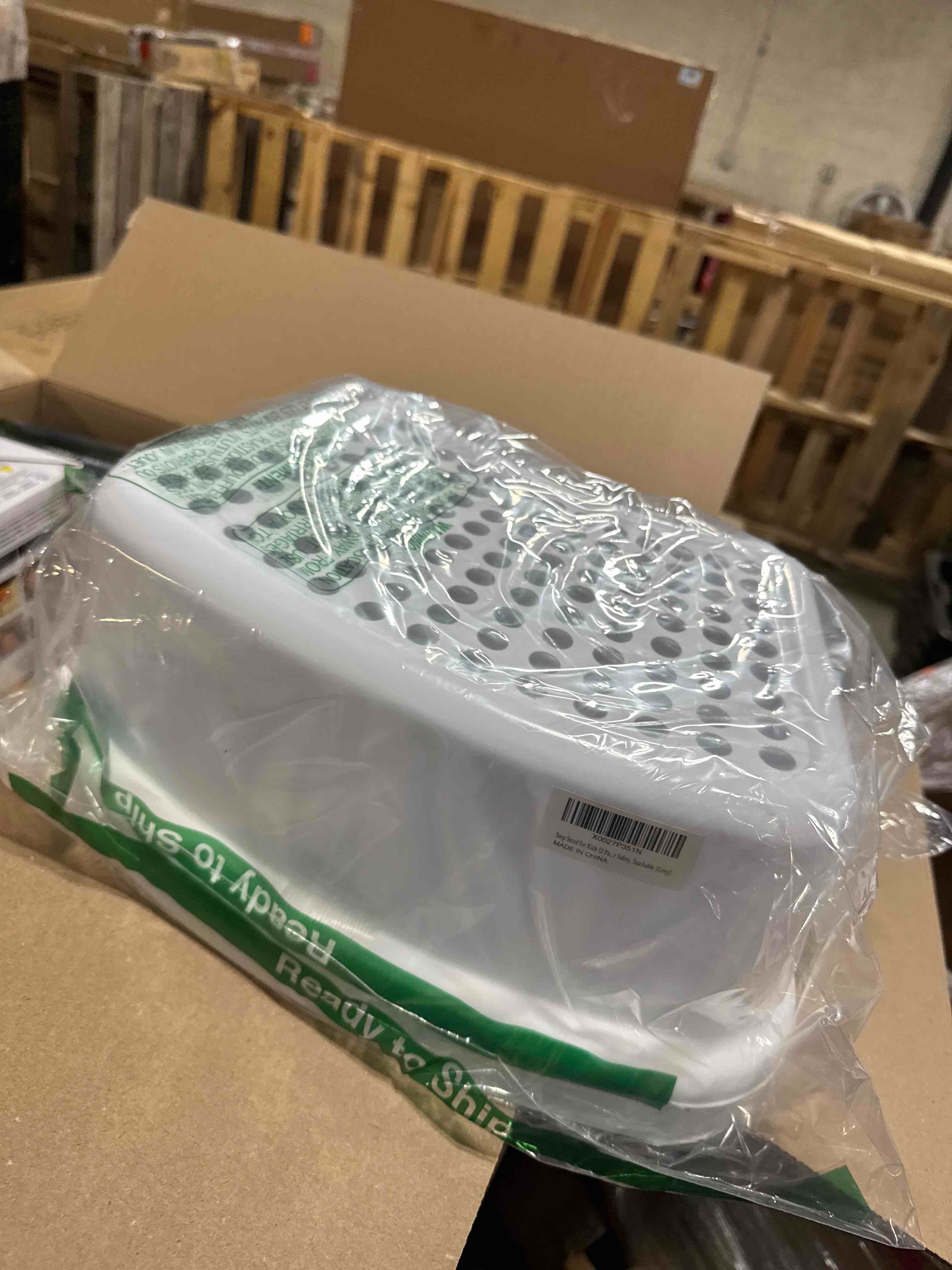 Condition photo showing New/Like New for Step Stool for Kids (2 Pack), Toddlers Stool for Potty Training, Bathroom, Kitchen, Bedroom, Toy Room and Living Room. Toilet Stools with Soft Anti-Slip Grips for Safety, Stackable (Grey) Gray