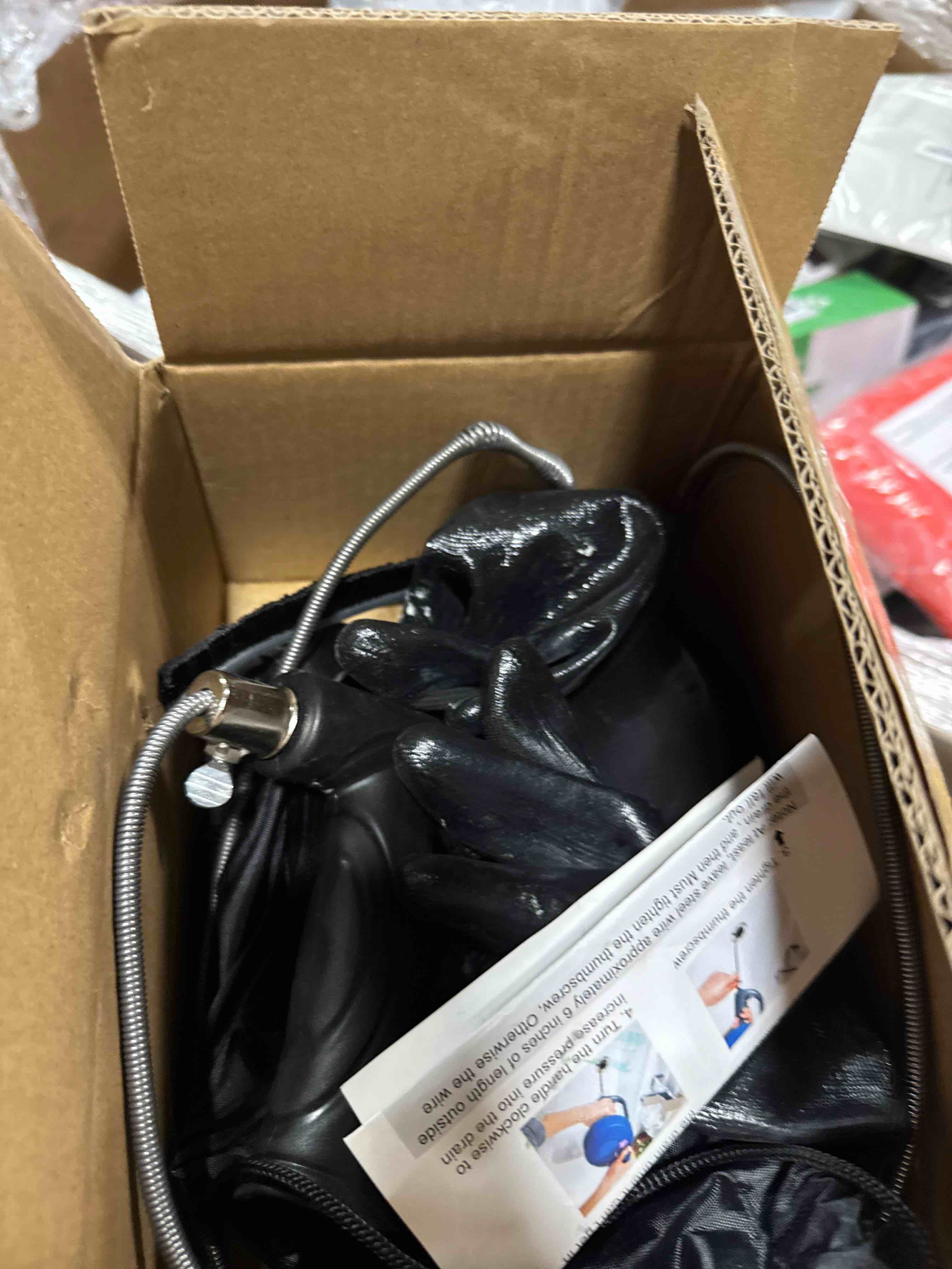Condition photo showing Good Condition for Drain Snake Auger 33 Feet?Spiral Drill Drain Cleaner for Toilet, Sink, Shower & Bathtub?Hair & Blockage Removal Tool ?Reusable Eco-Friendly Kit with Gloves & Safety Glasses