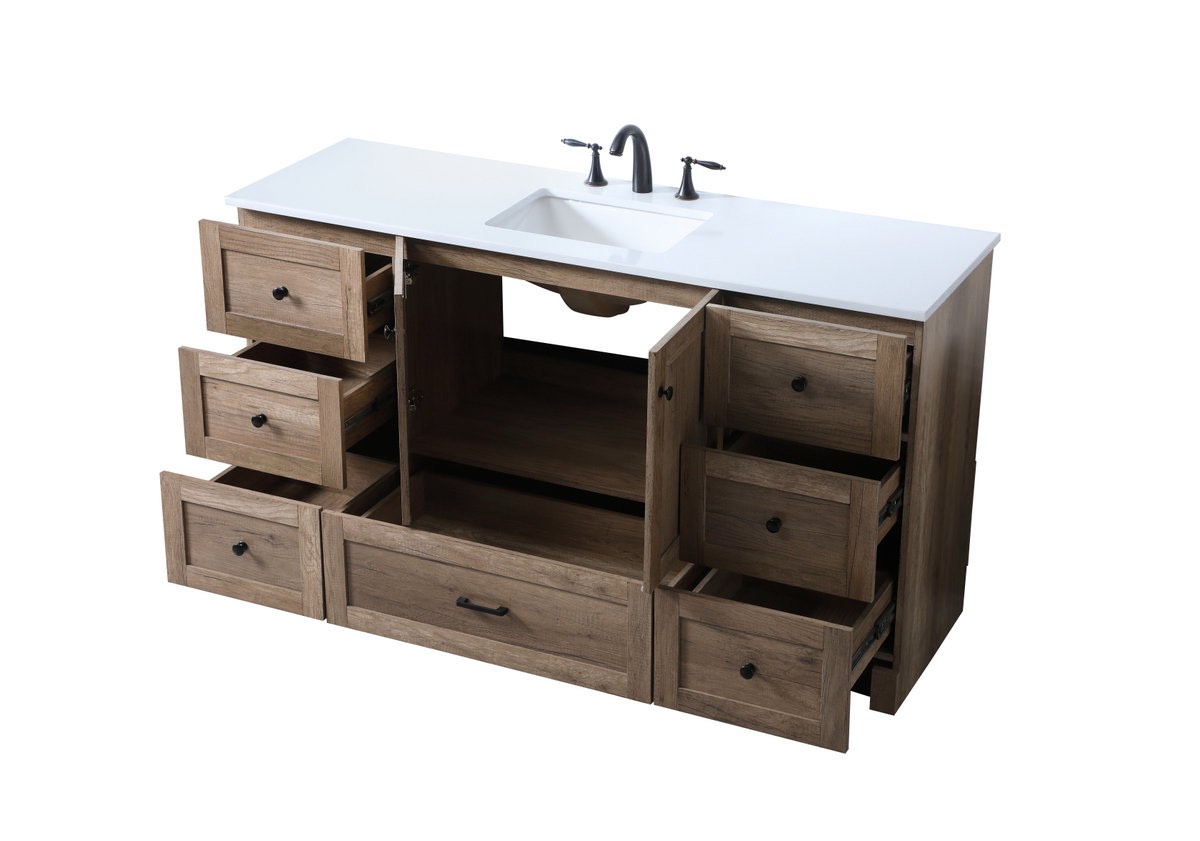 Condition photo showing New/Like New for Soma 60'' Single Bathroom Vanity with Engineered Marble Top By Lark Manor™