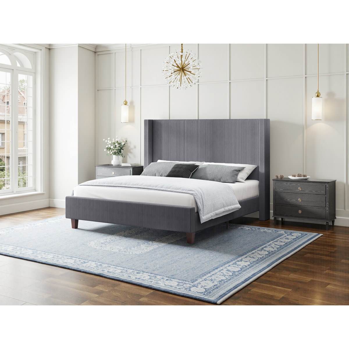 Condition photo showing New/Like New for Wauseon Corduroy Upholstered Bed By Wade Logan®