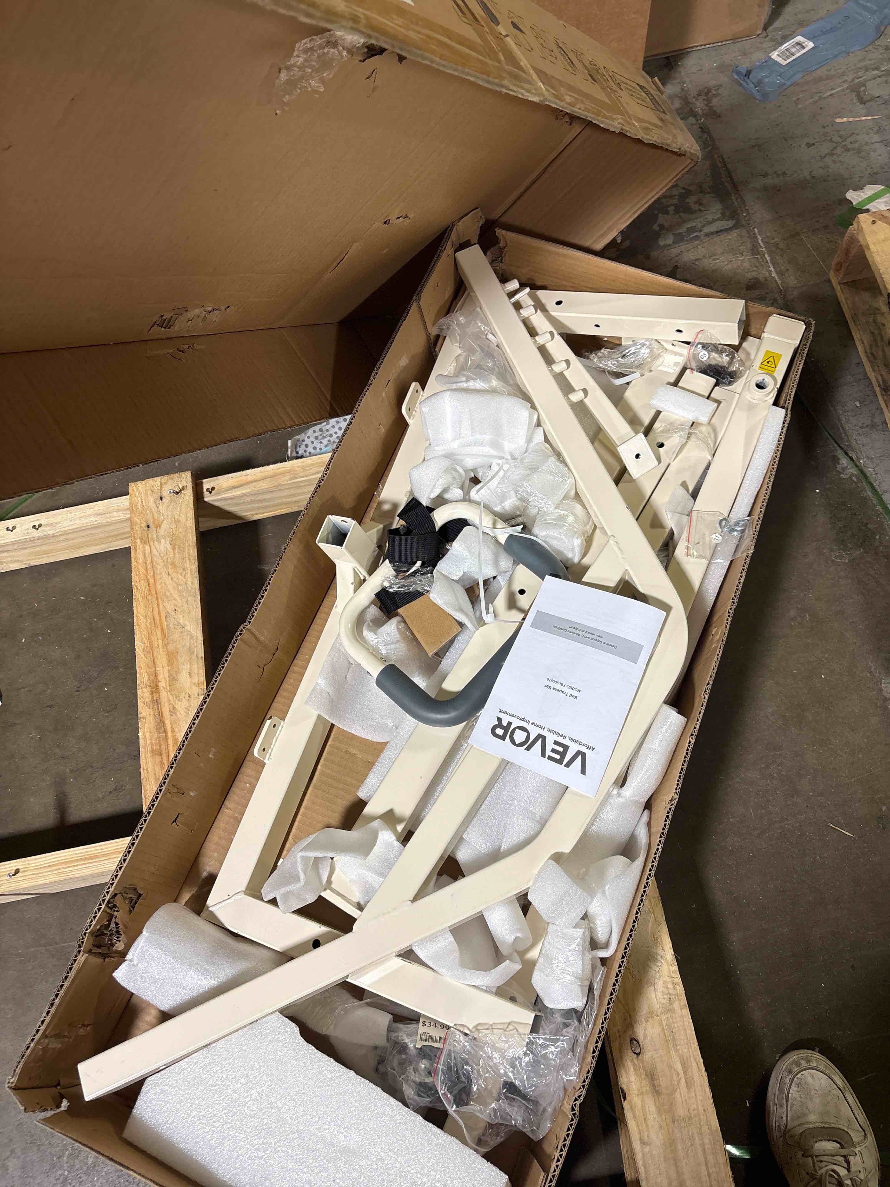 Condition photo showing As Is for VEVOR Trapeze Bar for Bed Mobility, Height-Adjustable Bed Trapeze with 2 Casters, 350LBS Weight Capacity Heavy Duty Pull Up Trapeze Bar with Floor Stand for Elderly, Disabled, Bedridden Patients