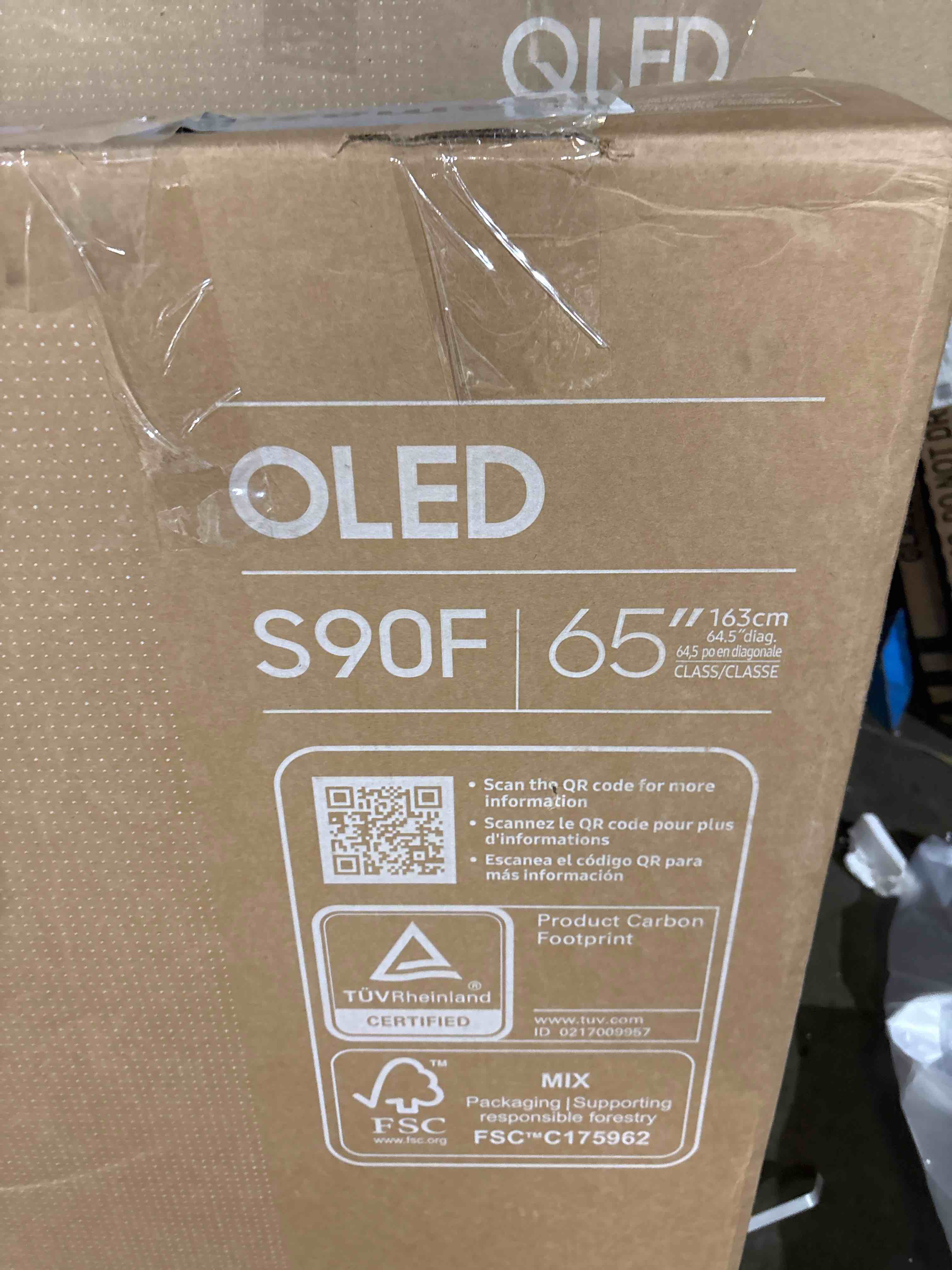 Condition photo showing As Is for Samsung 65-Inch Class OLED S90F 4K Smart TV (2025 Model) NQ4 AI Gen3 Processor, 4K AI Upscaling Pro, OLED HDR +, Motion Xcelerator 144Hz, Samsung Vision AI, Alexa Built-in 65-Inch TV Only