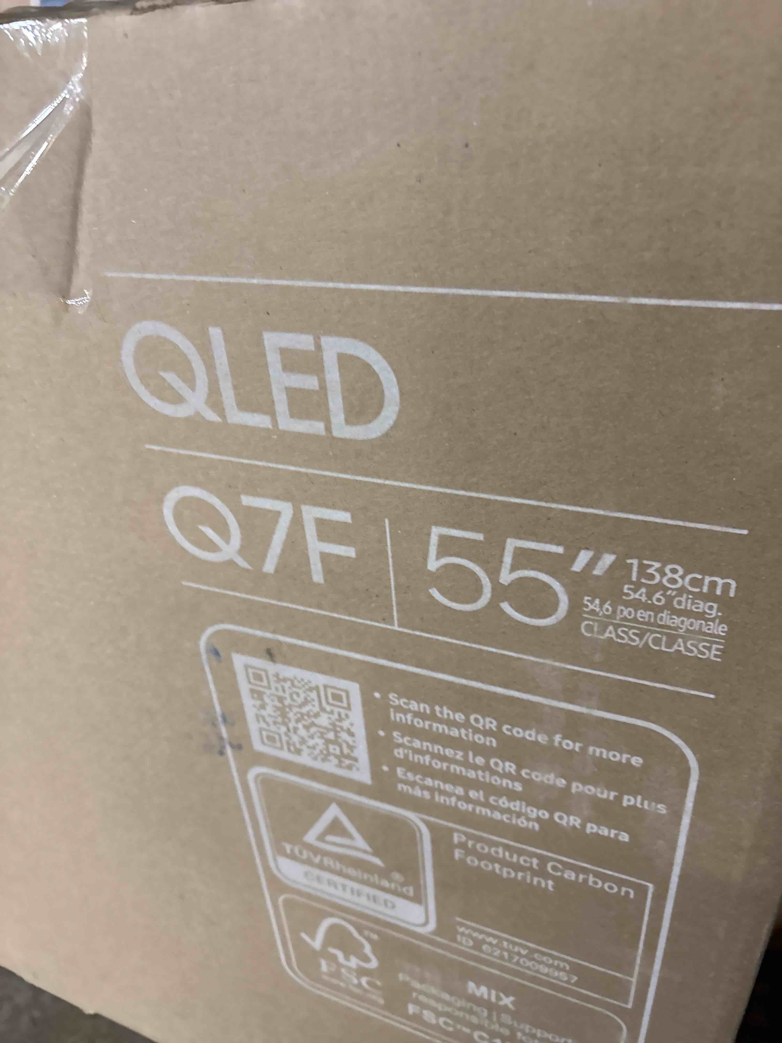Condition photo showing As Is for Samsung 55-Inch Class QLED Q7F Series Samsung Vision AI Smart TV (2025 Model, 55Q7F) Quantum HDR, Object Tracking Sound Lite, Q4 AI Gen1 Processor, 4K upscaling, Gaming Hub, Alexa Built-in