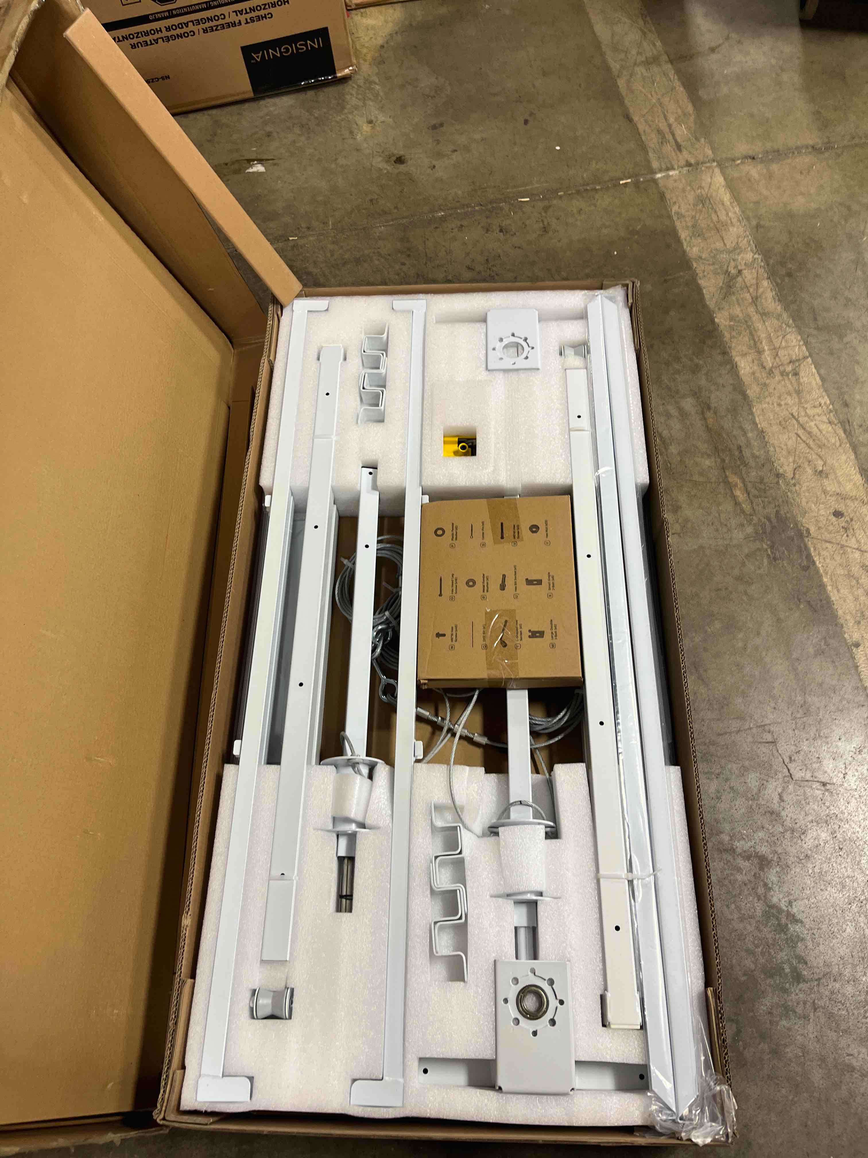 Condition photo showing New/Like New for Garage Ceiling Storage Racks – 4x8 FT Overhead Garage Storage Rack with Safety Lock, Heavy-Duty Ceiling Mounted Lift System and Storage Organizer, Ideal for Maximizing Overhead Space, 325 lbs Capacity Pearl White