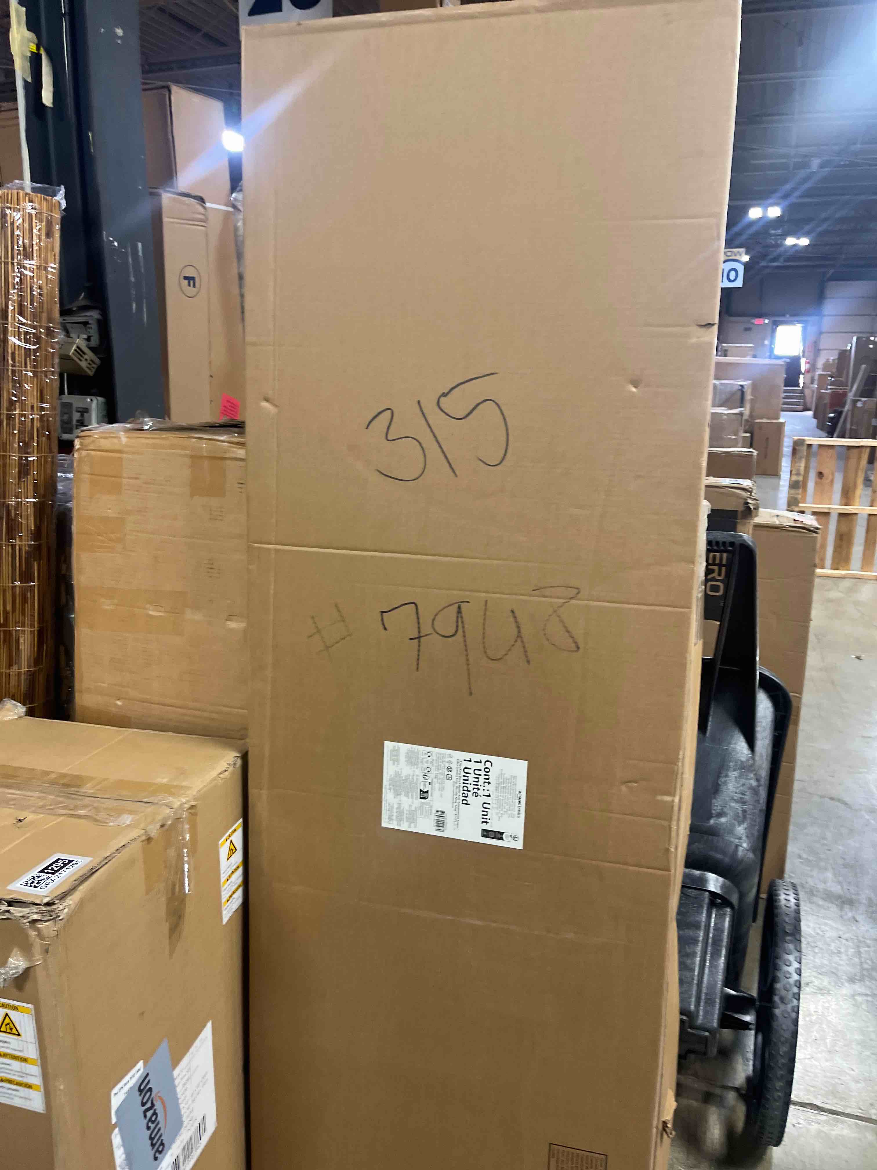 Condition photo showing New/Like New for Amazon Basics Faux Linen Upholstered Tufted Headboard with Adjustable Height, King, Gray Gray King