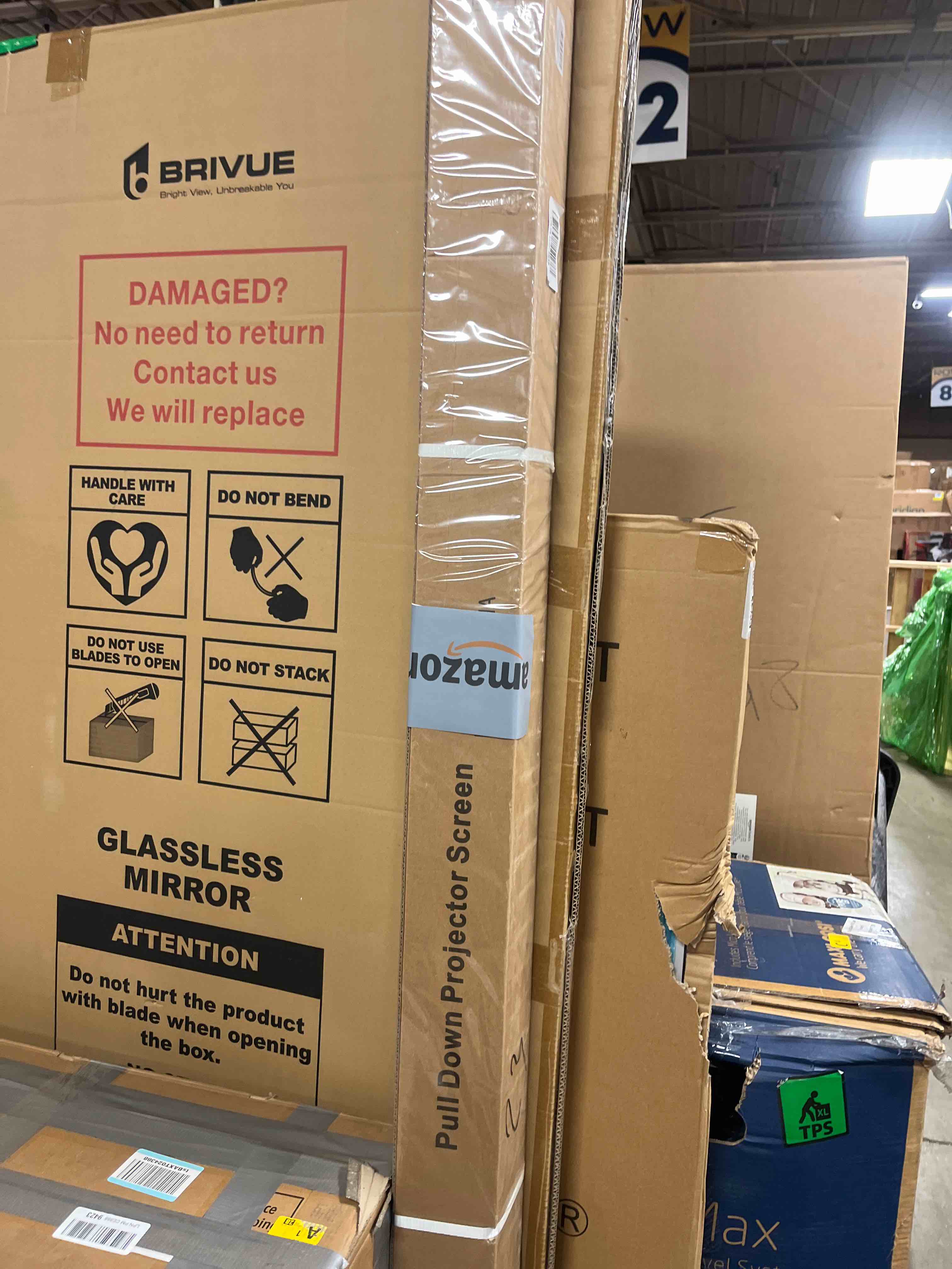 Condition photo showing New/Like New for 100INCH Manual Pull Down White Projector Screen 16:9 1.2 Gain Retractable Auto-Locking 4K 8K 3D Ultra HD for Home Theater Movie Office Game Projection Screen with Slow Retract Mechanism 100-Inch 16:9 (Slow retraction)