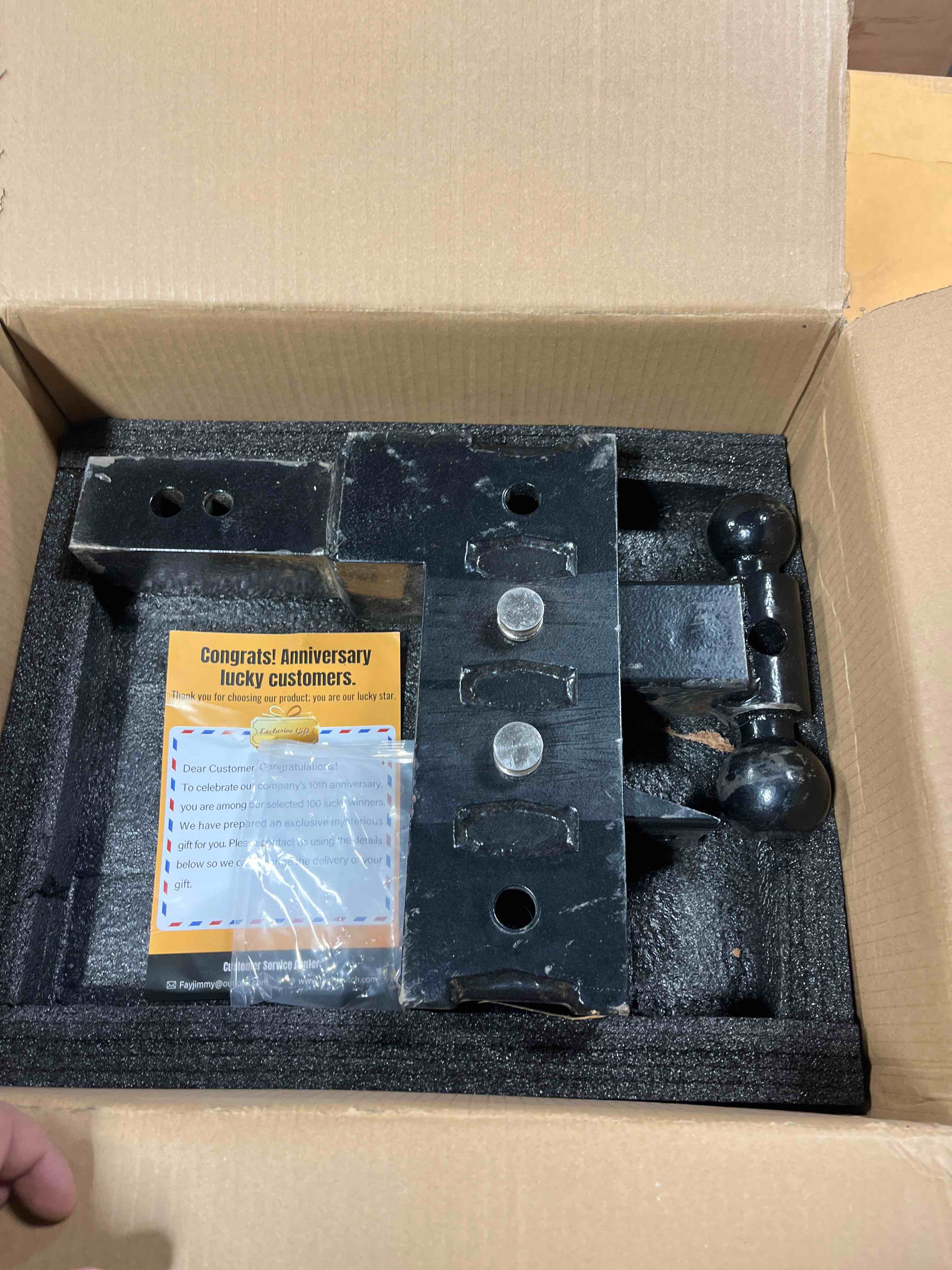 Condition photo showing As Is for Adjustable Trailer Hitch for 2" Receiver(12,000LBS GTW), Heavy Duty Tow Hitch with 5" Drop/Rise, Dual Ball Mount (2" & 2-5/16") with Pintle Lock&Locking Hitch Pins, Drop Hitch for Trucks