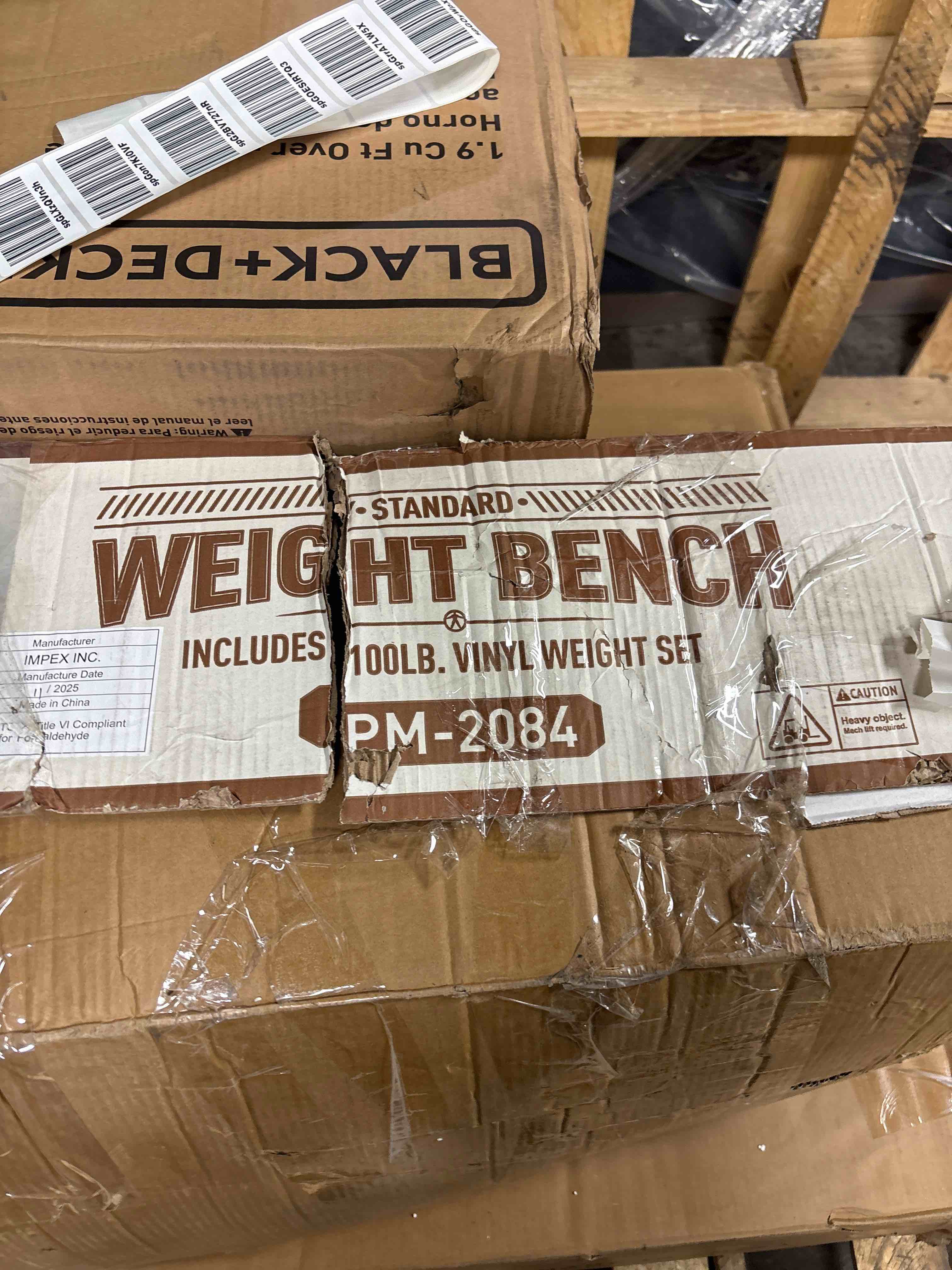 Condition photo showing Good Condition for Marcy Pro Standard Weight Bench with 100 lbs Vinyl-Coated Weight Set PM-2084, Flat