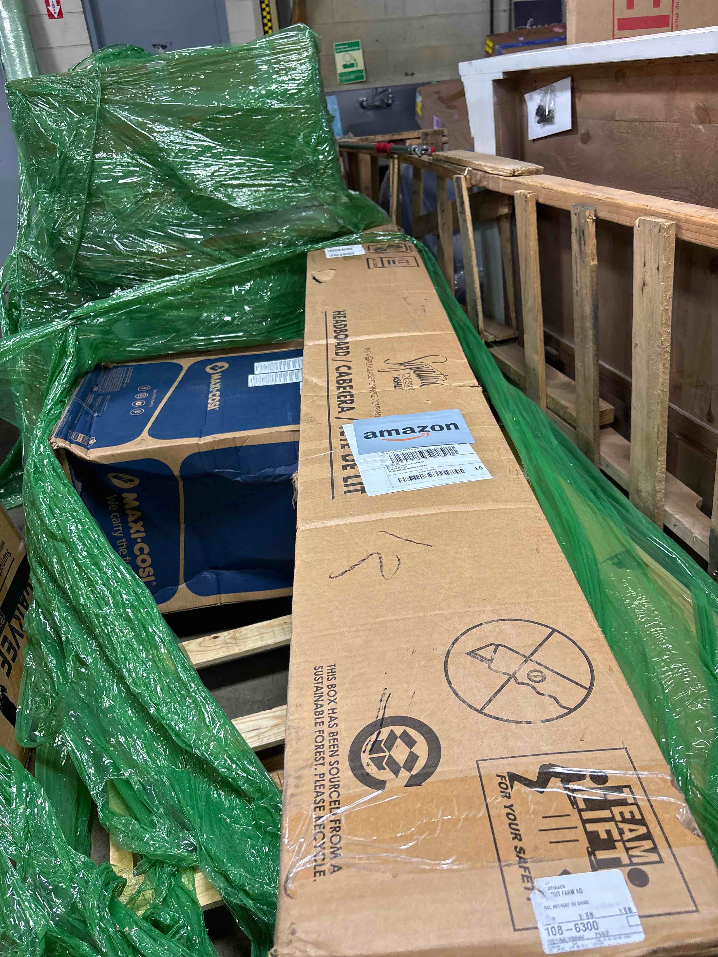 Condition photo showing Good Condition for Signature Design by Ashley Drystan Rustic Panel Headboard ONLY with USB Charging Stations, Twin, Brown