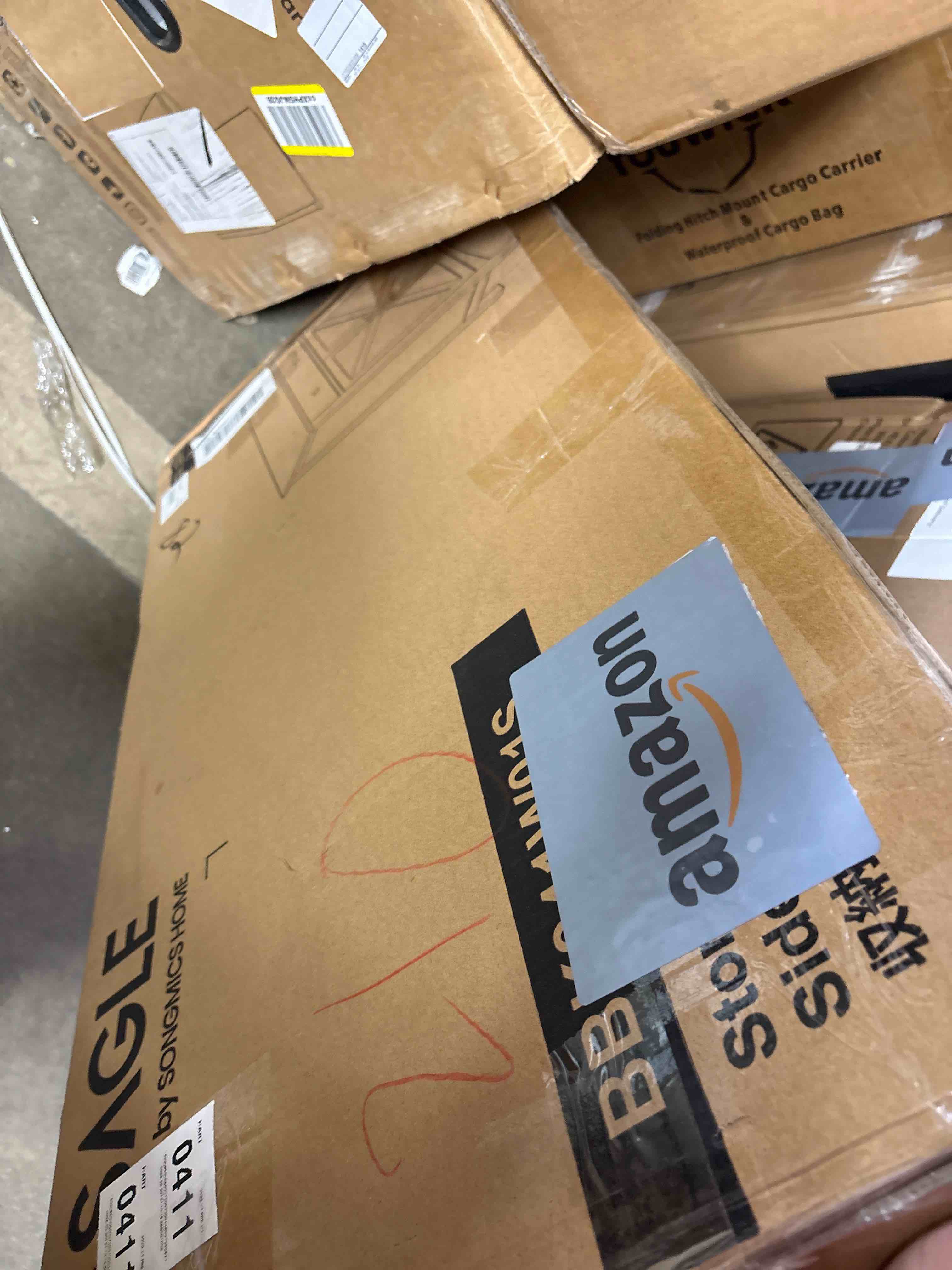 Condition photo showing Good Condition for VASAGLE LIRY Collection - Buffet Cabinet, Coffee Bar Cabinet with a Drawer, Adjustable Shelf, Sideboard Storage with Cable Hole, Drawer Divider, Rustic White and Honey Brown UBBK341W01