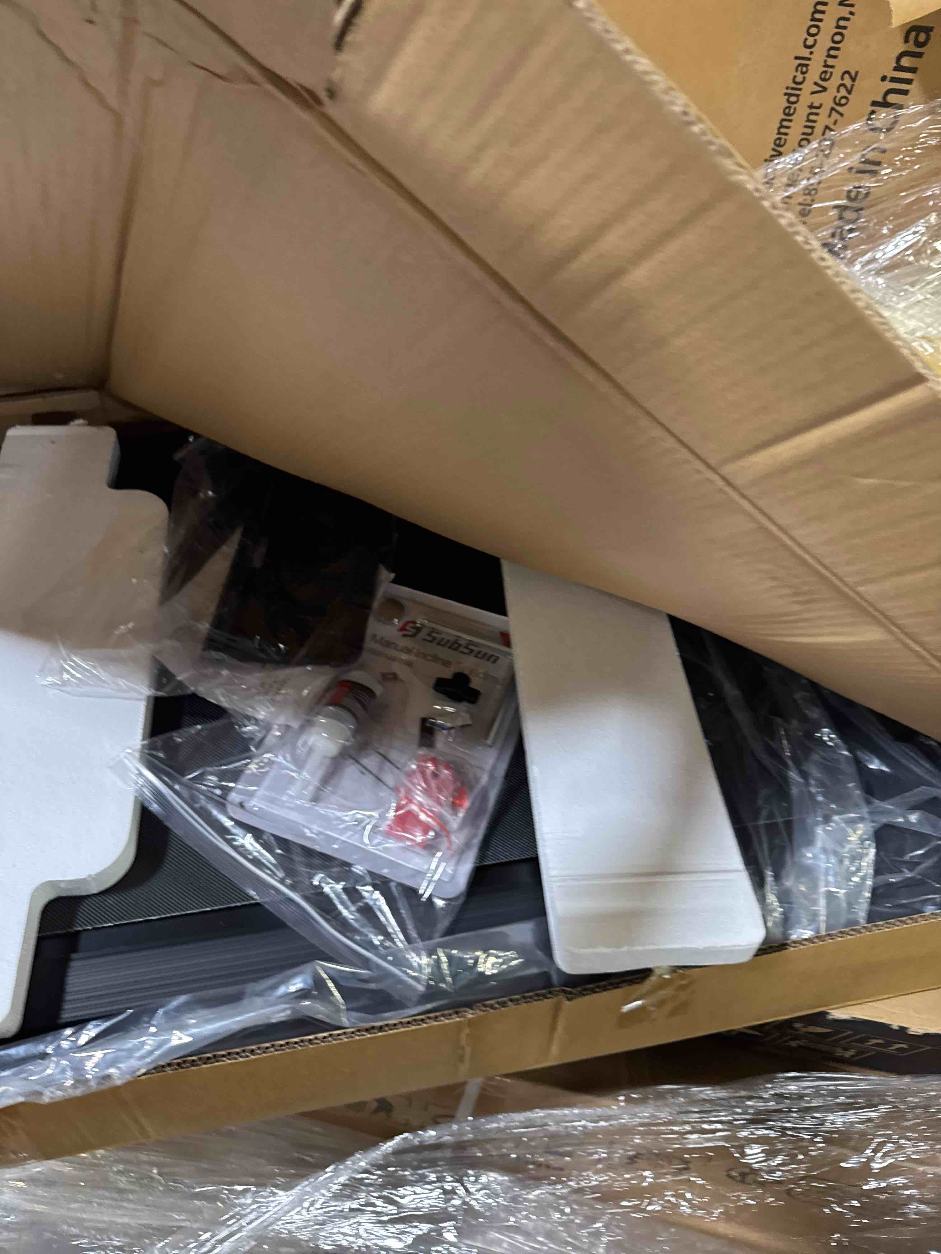 Condition photo showing New/Like New for subsun foldable treadmill for home, portable walking pad with handle, manuall/auto/no incline, 2.5hp treadmill with 265 lbs, black/white