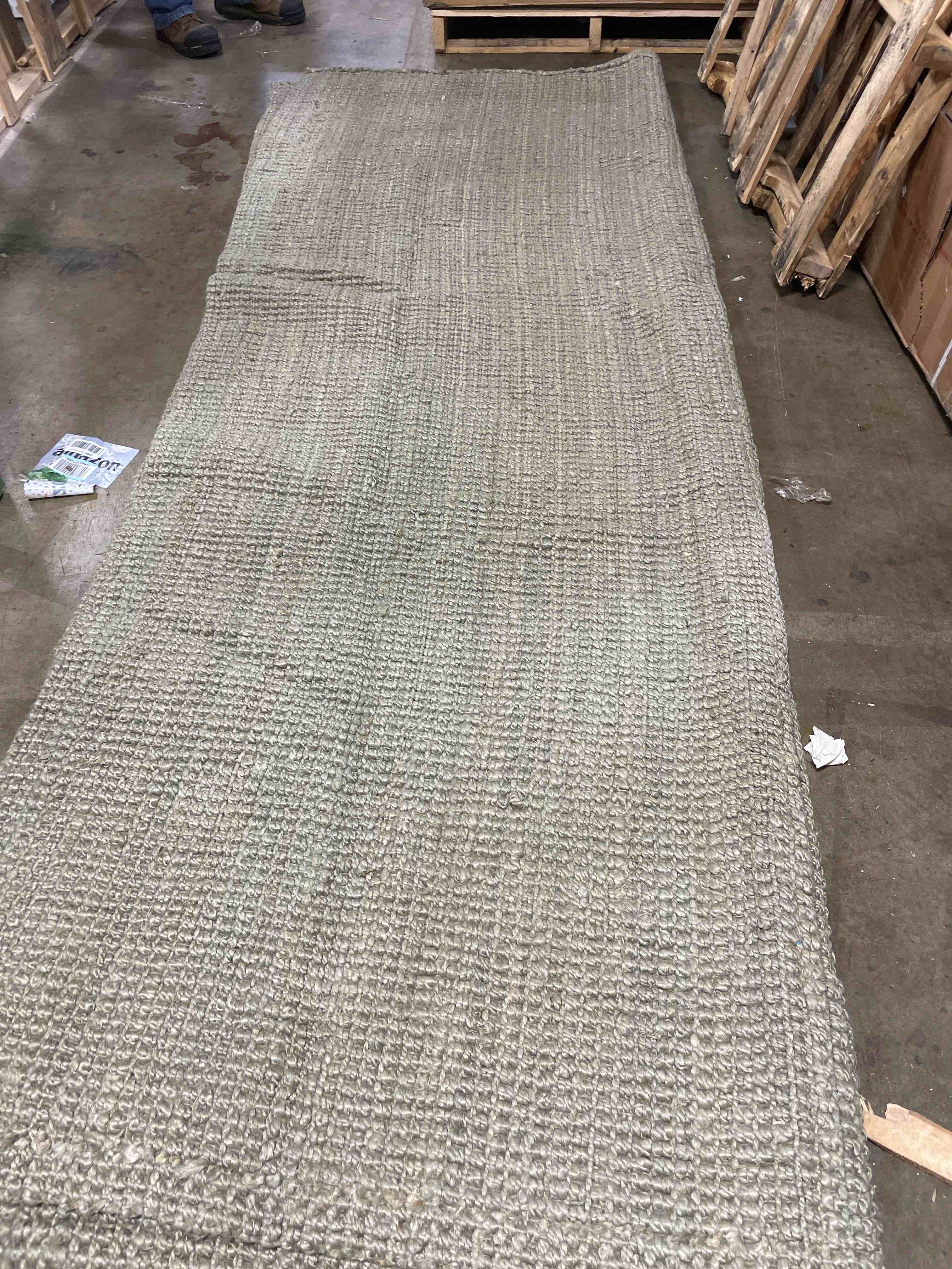 Condition photo showing Good Condition for natural fiber collection area rug - 8' x 10', green & grey, handmade farmhouse jute, ideal for high traffic areas in living room, bedroom (nf730b)