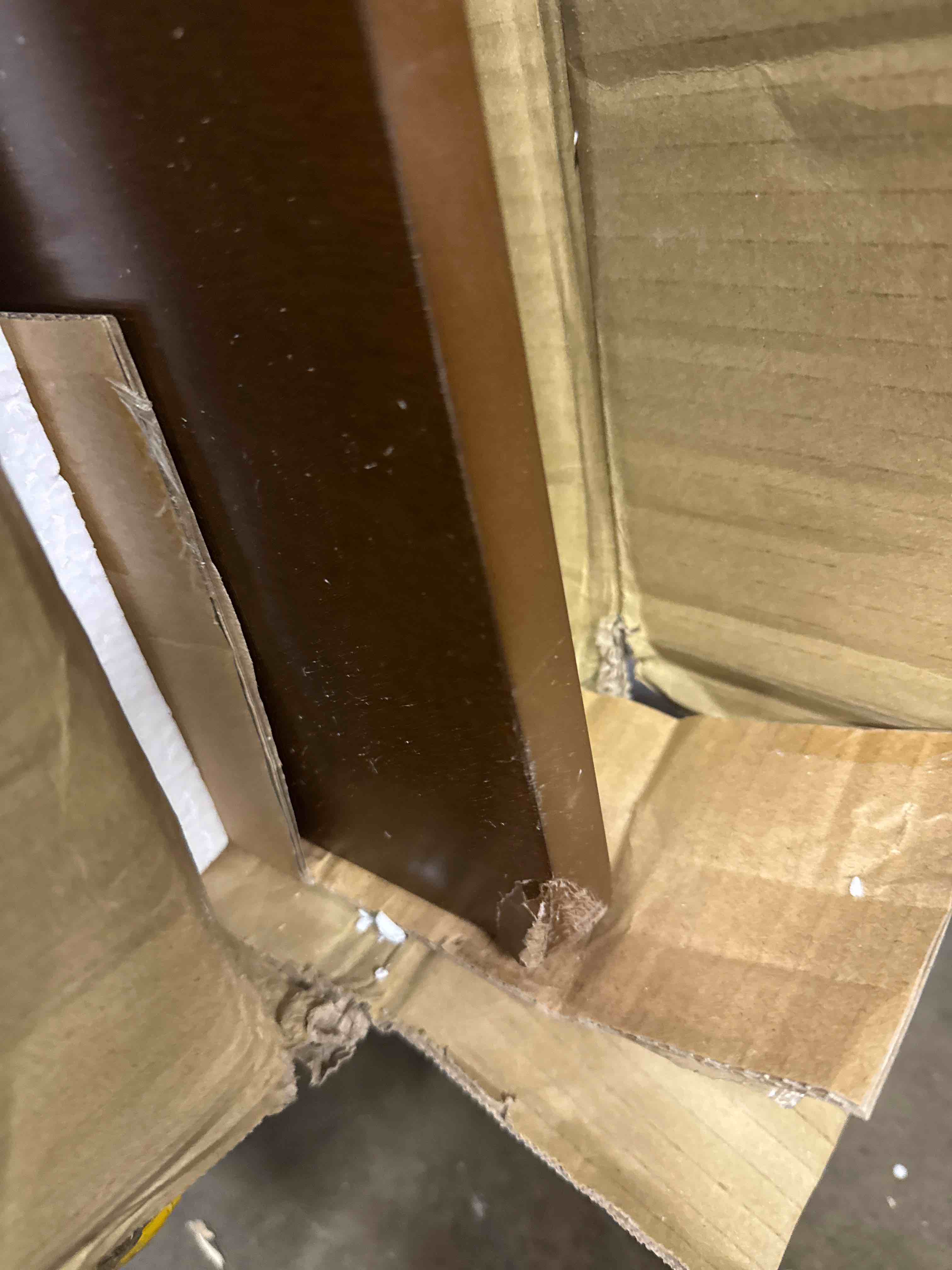 Condition photo showing Good Condition for baxton studio lois mid-century modern transitional light beige fabric upholstered and walnut brown finished wood 5-piece dining set