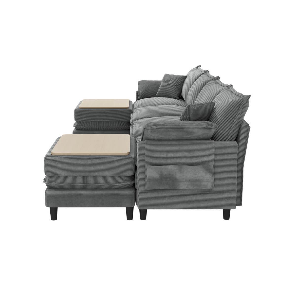 Condition photo showing Good Condition for 143.7'' comfy u shaped sectional modular deep cloud 4-piece sofa with two ottoman- premium fabric by ivy bronx, center section only! 